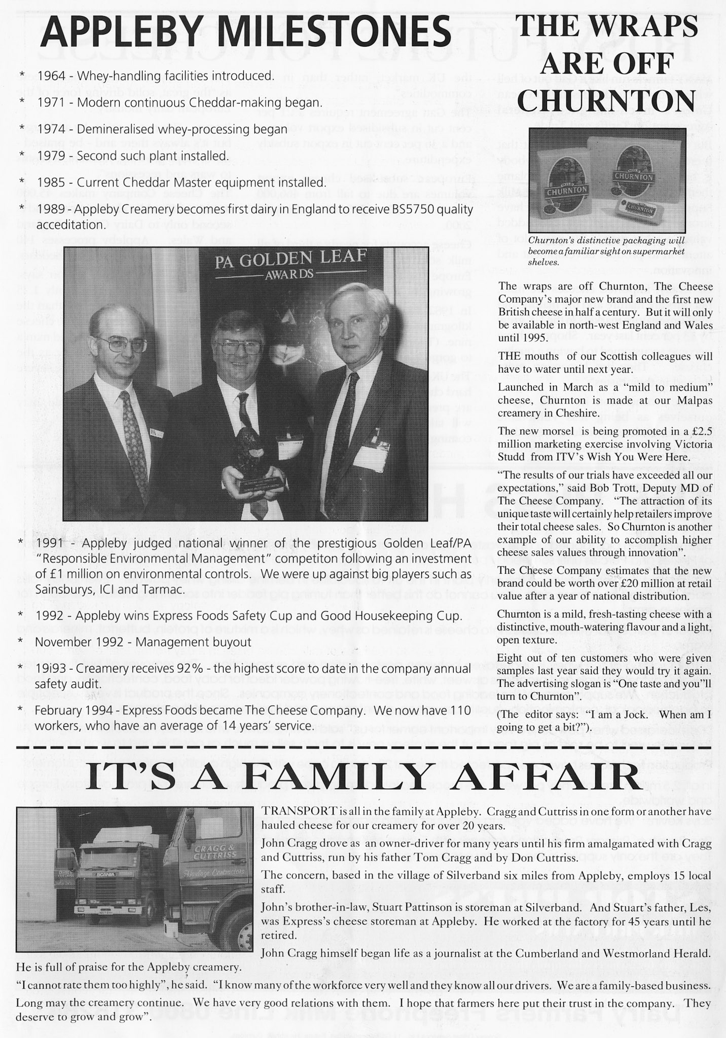 1994 April Express Foods Milk Line Newsletter (Courtesy Alan Mandle)