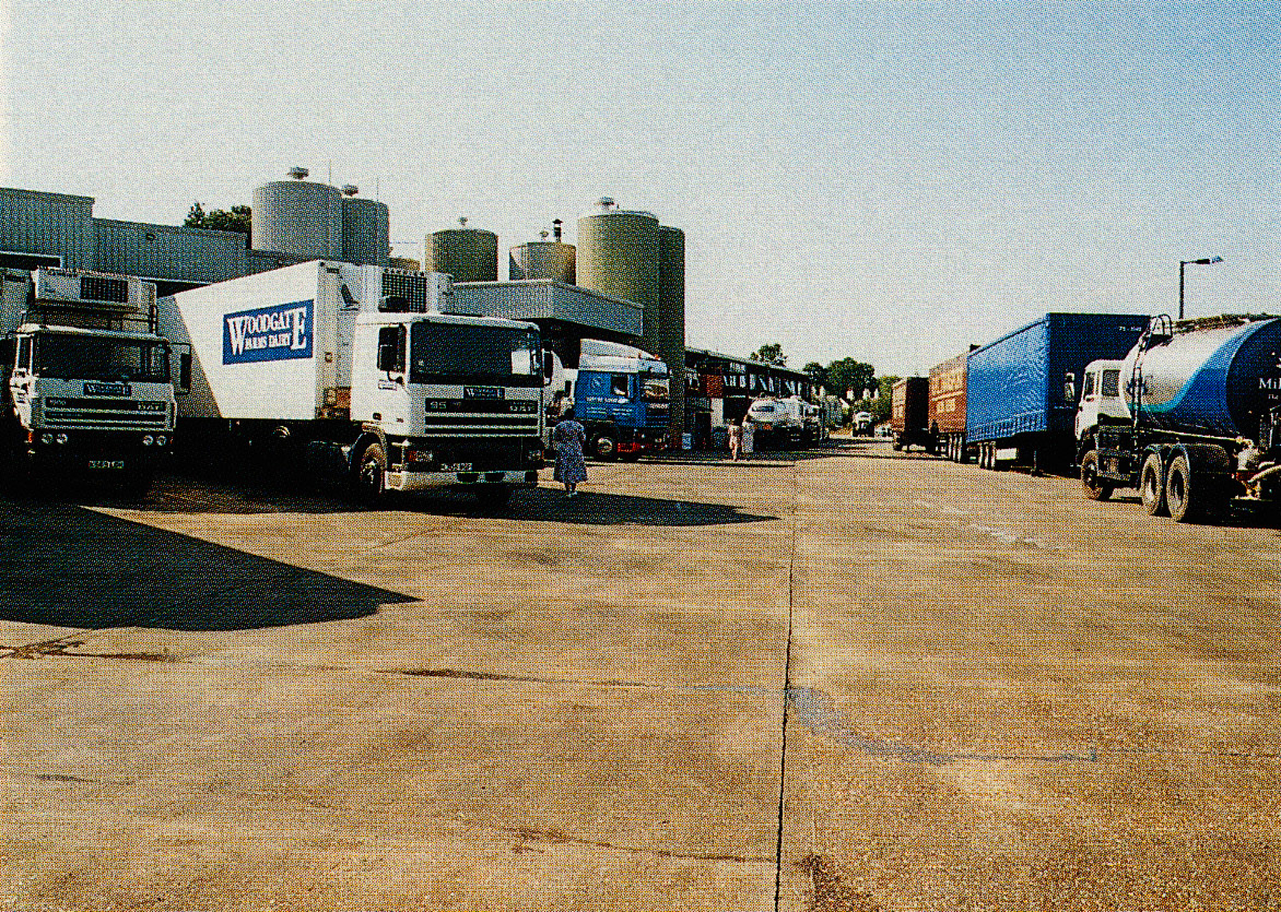 1970's "Lorries in the yard". (Illustration from Sixty Years in Dairying-Molly Sale)