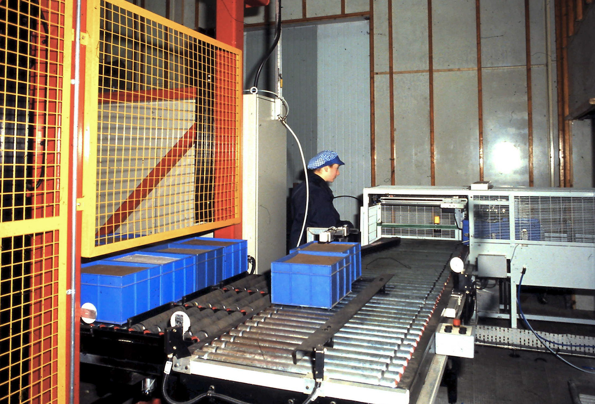 1990's Appleby cheese deboxing/ despatch operation.  Kevin Baldwin and Philip Allen recognise Theresa Nugent. (Courtesy David Rooke)
