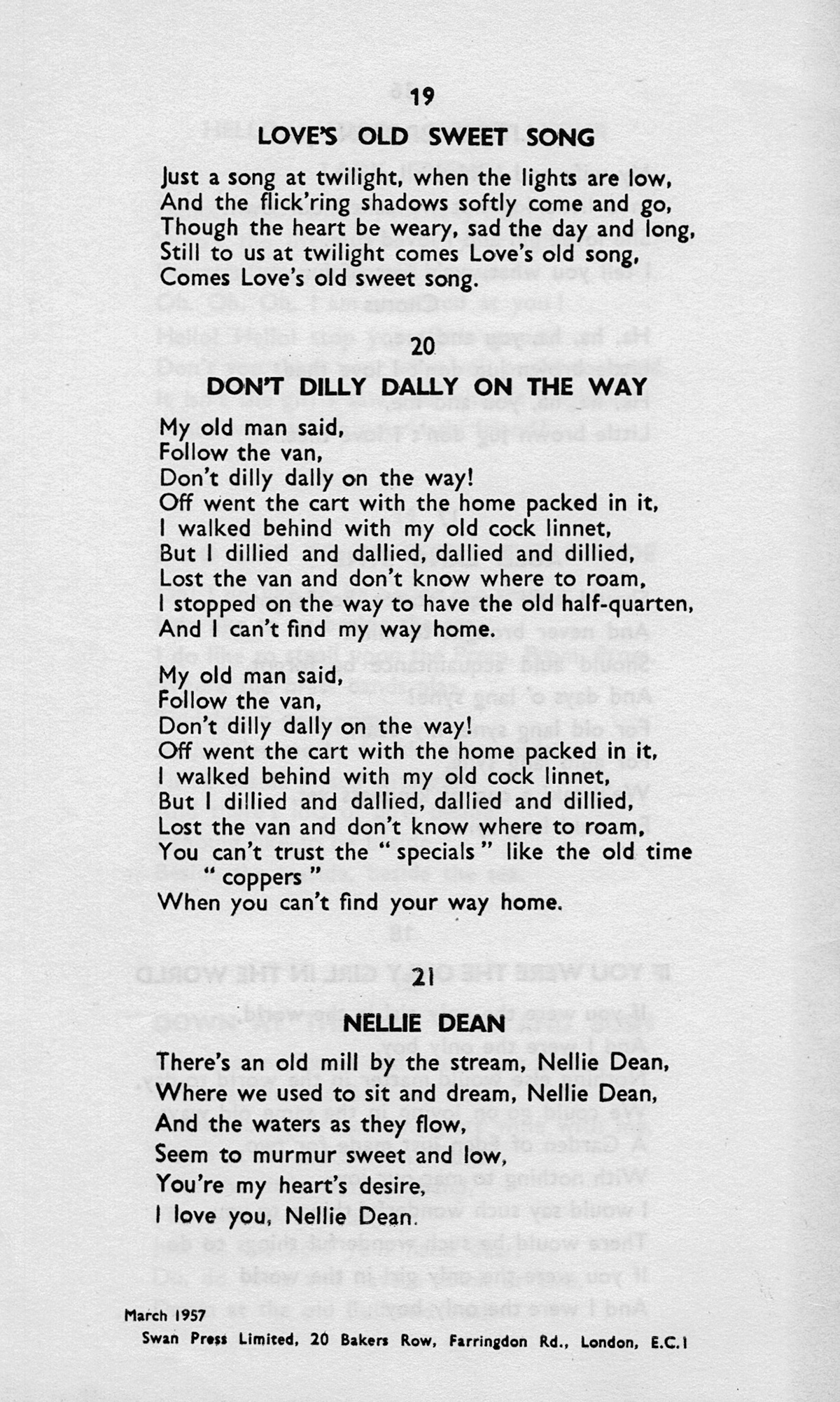 1957 Express Song Sheet - a real 'Blast from the Past'