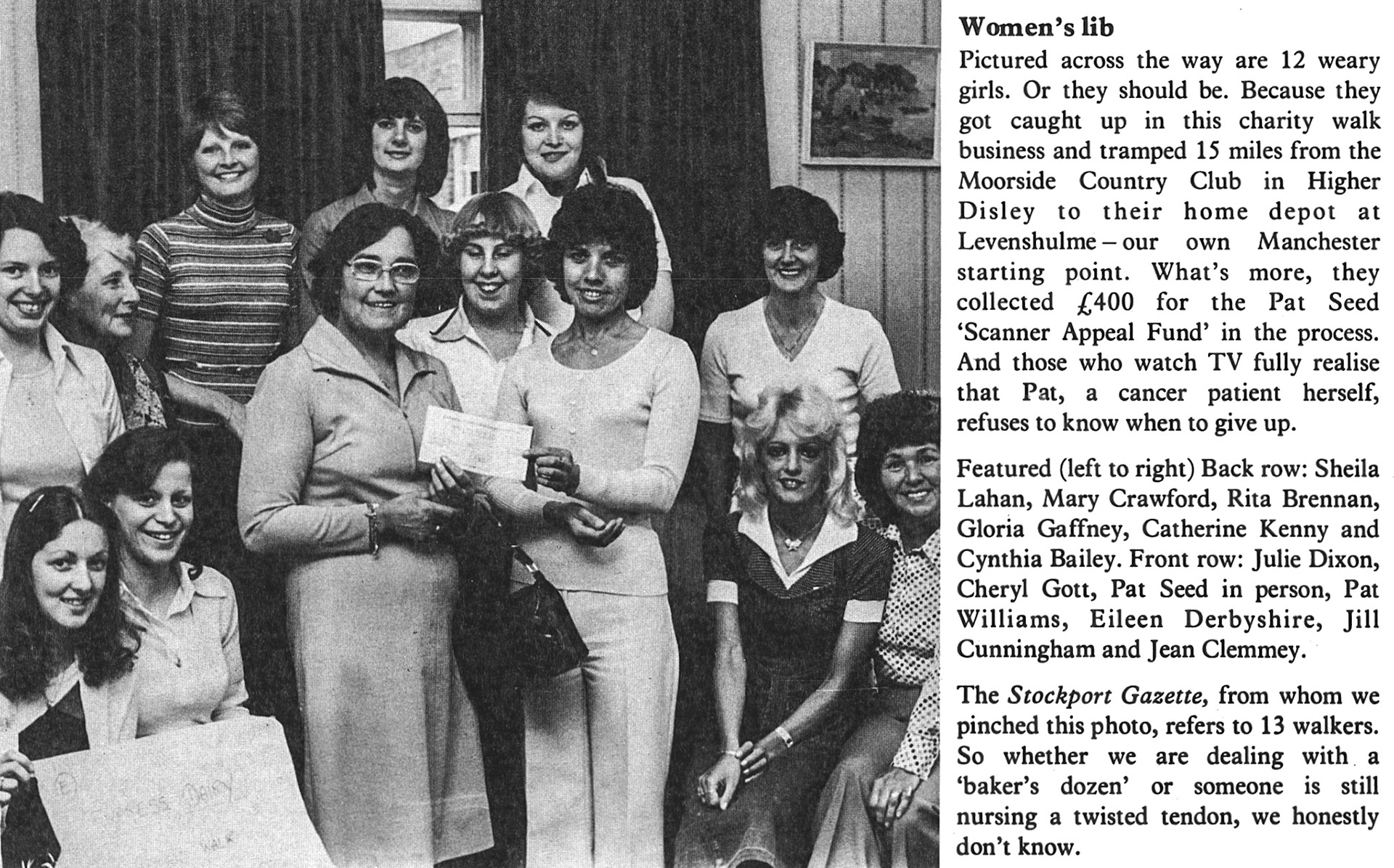 1978 Levenshulme ladies raise money for a hospital scanner. (Express News Autumn)