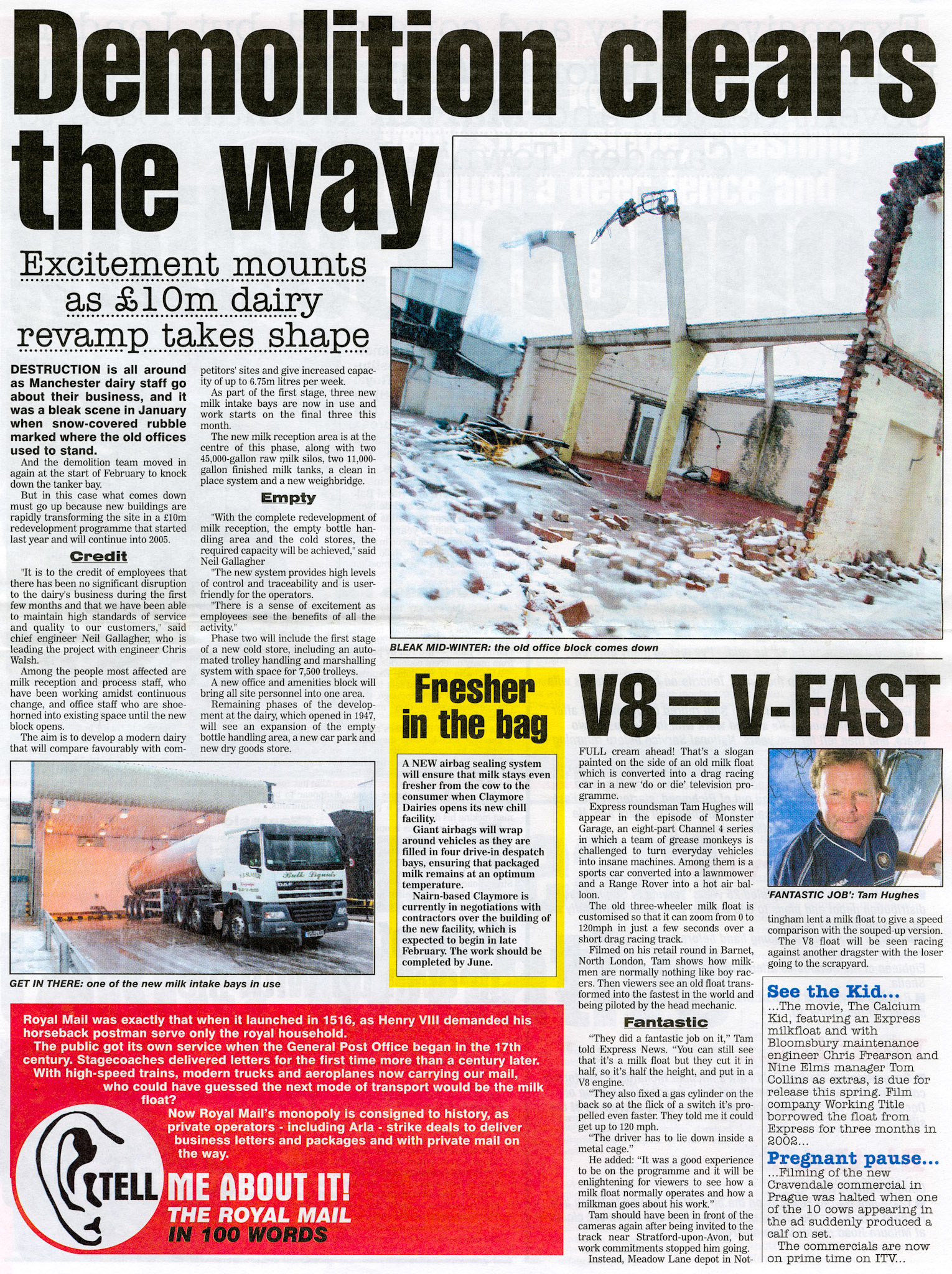 2004 Wythenshawe demolition of tanker bays in preparation for £10m re-equipment.(Express News February, courtesy Paul Luke)