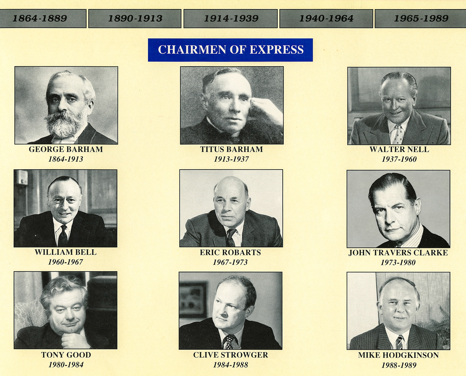 1864 TO 1989 EXPRESS CHAIRMEN (Express 125 Year Anniversary Review)