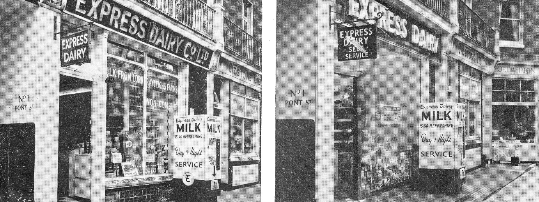 1960's Pont Street, Belgravia shop before and after conversion to self-serrvice. (From Express Story 1864 - 1964)