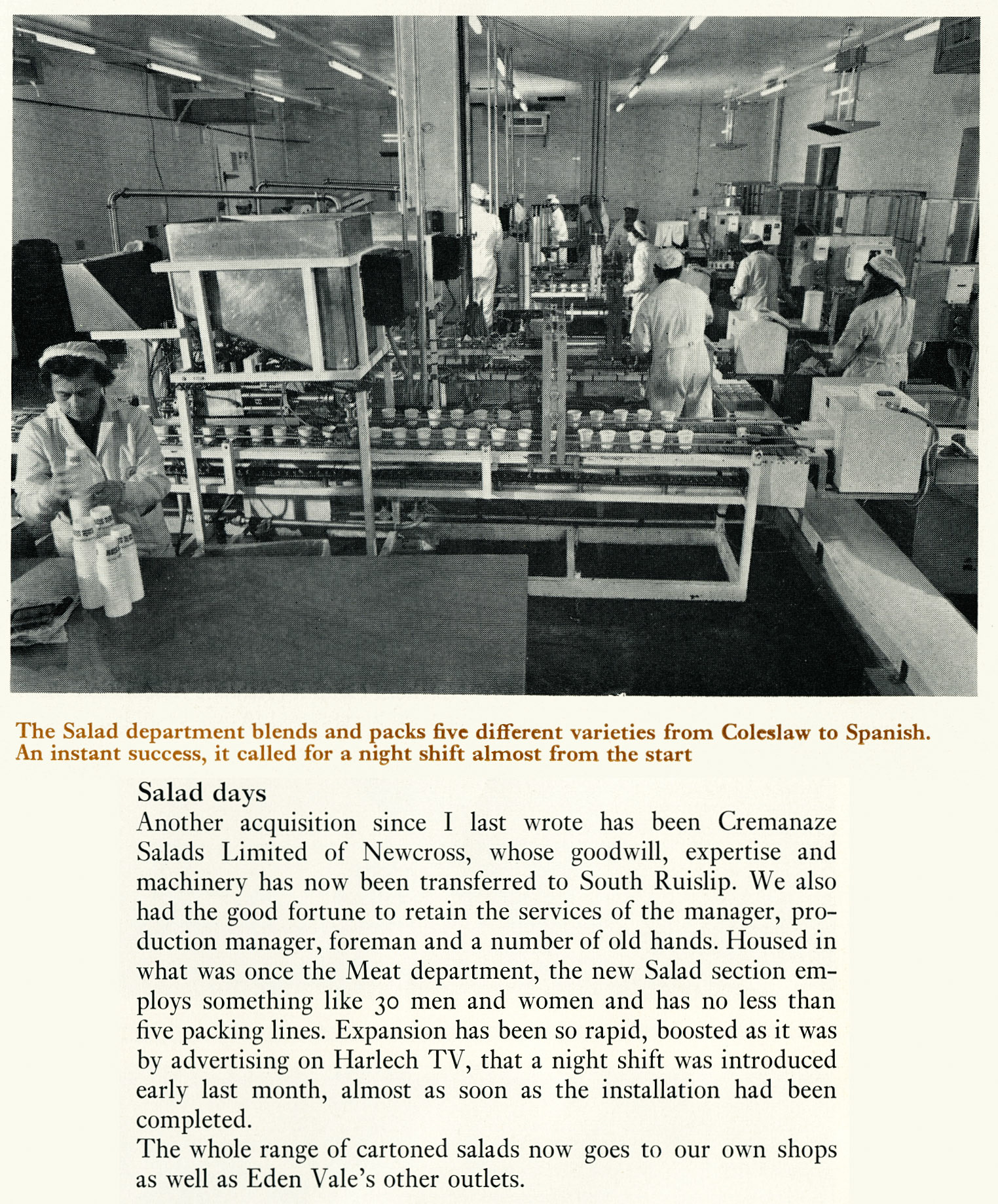 1971 Salad production at South Ruislip