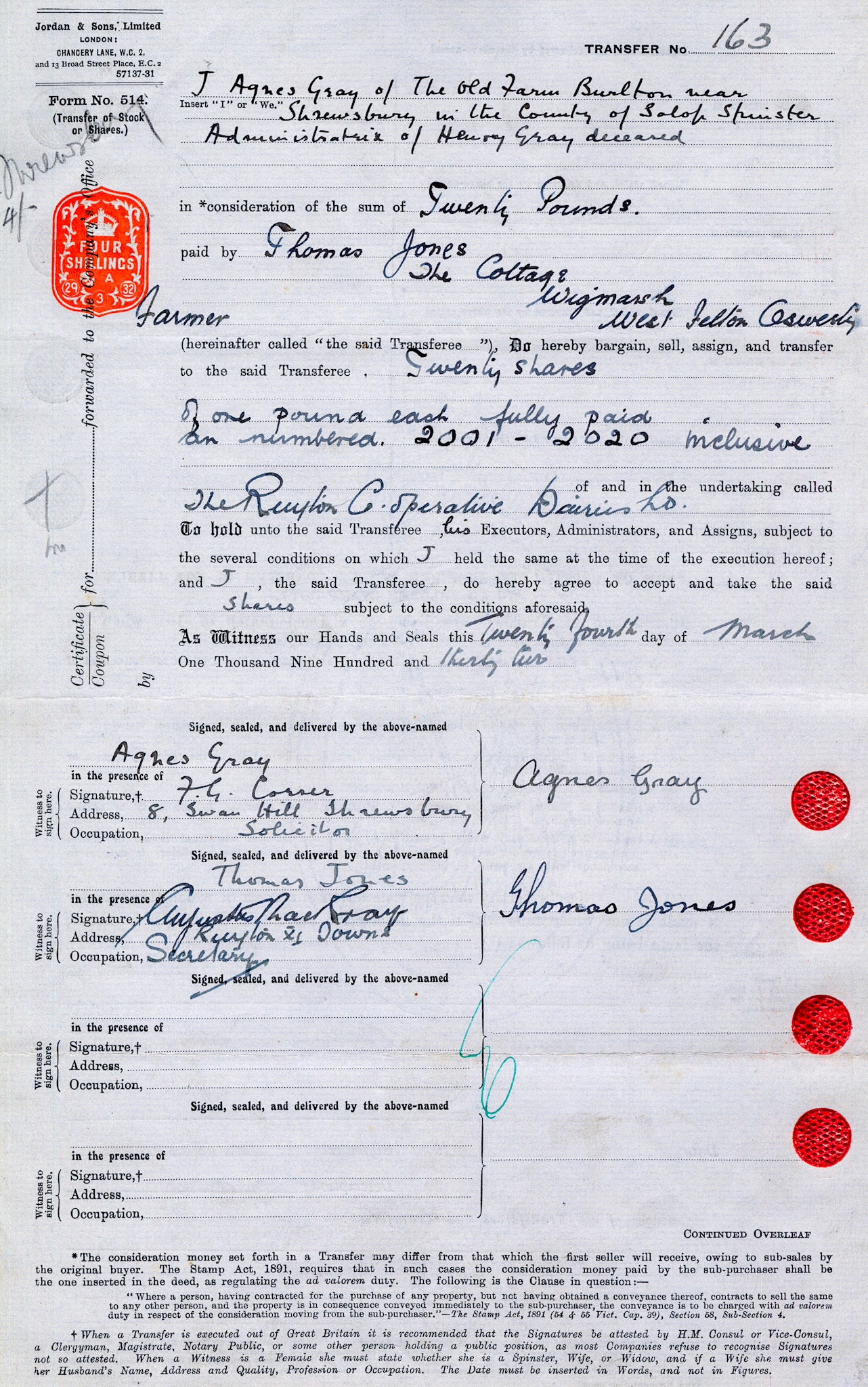 1932-Agnes Gray, Administratrix of Henry Gray, deceased.