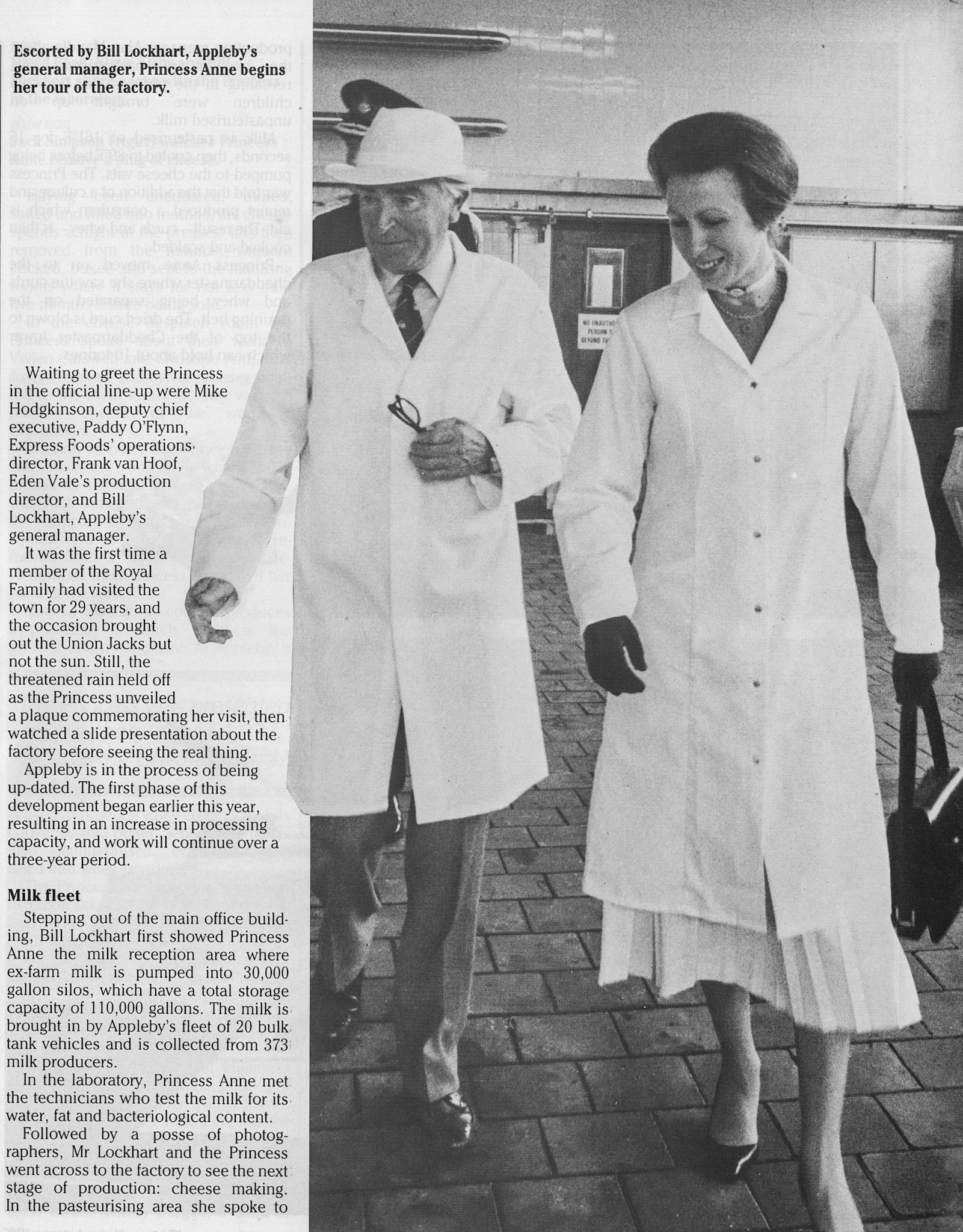 1985 Bill Lockhart, General Manager, escorts Princess Anne around Appleby factory