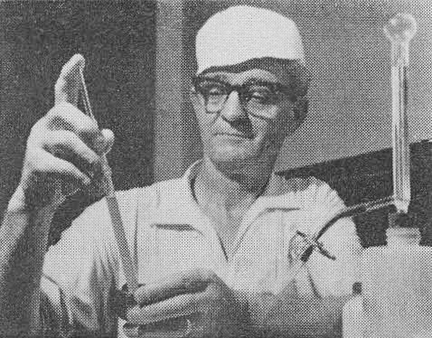 1967 Sanquhar Creamery. Cheesemaker Mr James Brown carries out an acidity test.