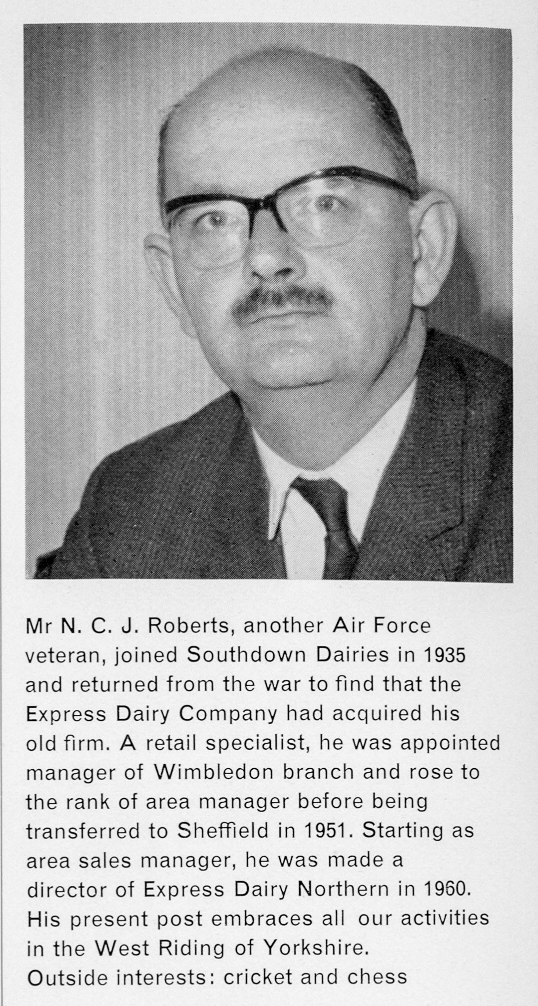 1962 Recent Appointments-Mr N.C.J Roberts, Director-West Riding. (Express News Autumn)