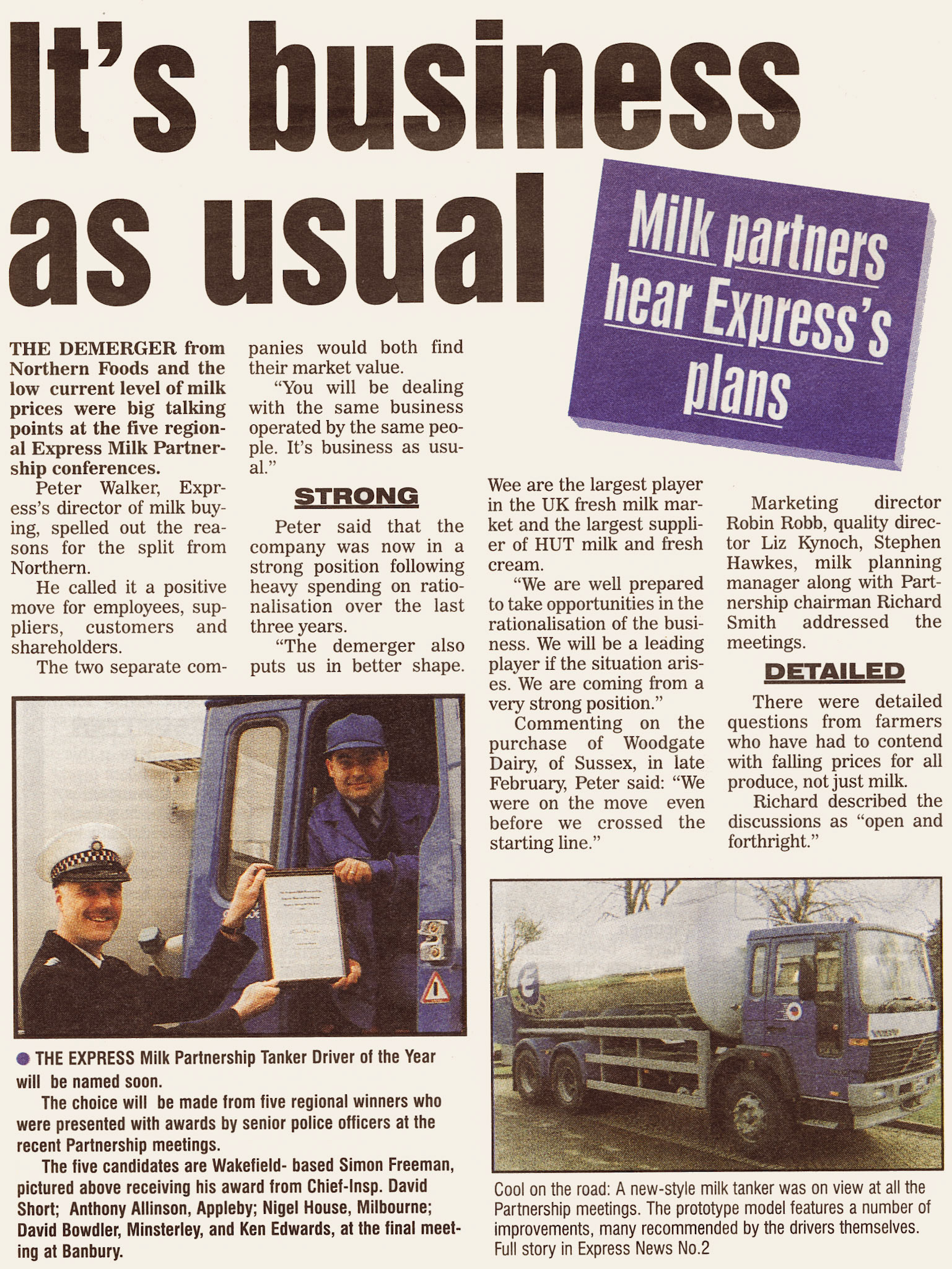 1998 Milk Partnership Conference news (March Express News, courtesy Michael Aldread)