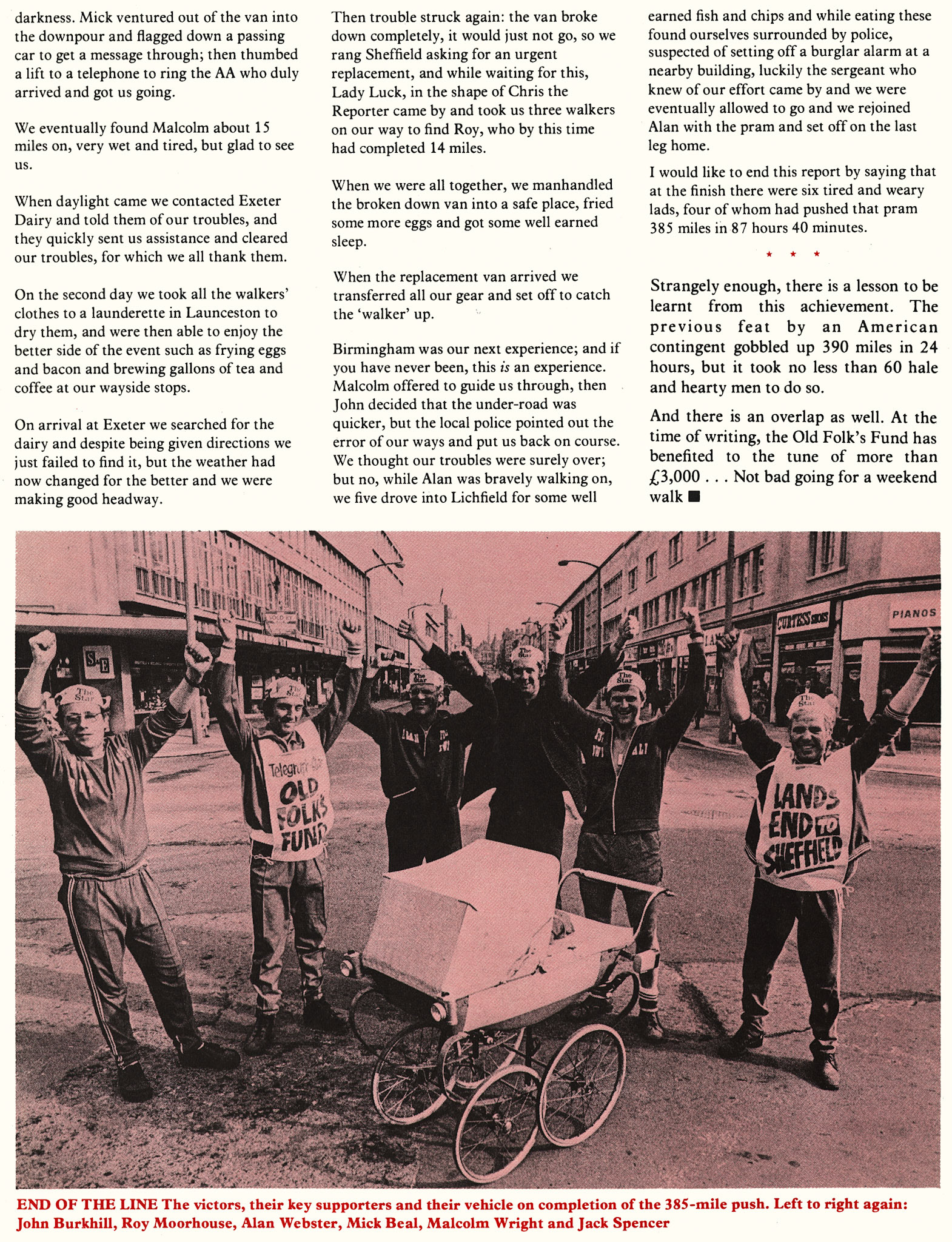 1977 Land's End to Sheffield Pram Push. (Express News Christmas)