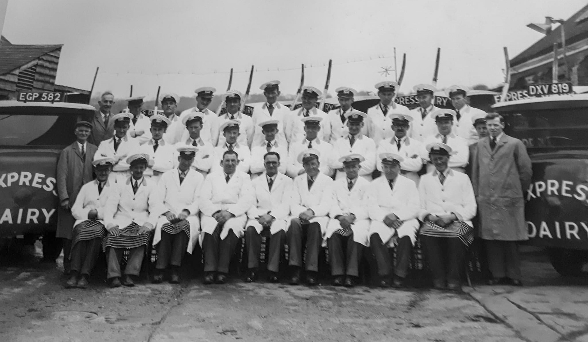 1950's Northwood Depot. Christine Kempster, Sid Marie's daughter, comments "He started on Robarts' farm in Joel St, then went to Northwood Depot. He had a horse called Rosie who was jealous of my mum! Sadly, Dad died in 2013 but I have many memories of cold winter mornings helping deliver milk!"