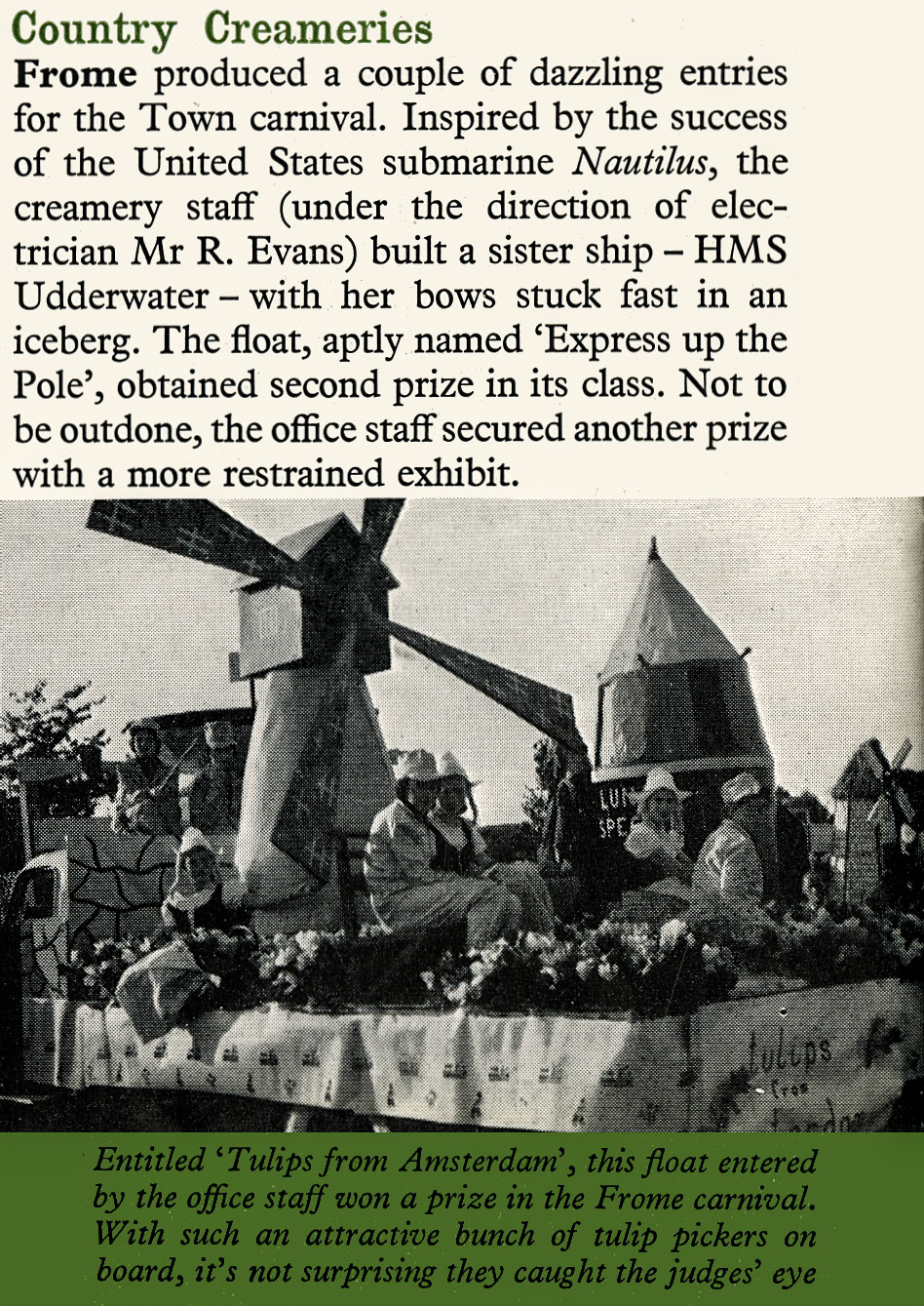 1959 Staplemead's entries in the Frome Carnival. (Express News March)