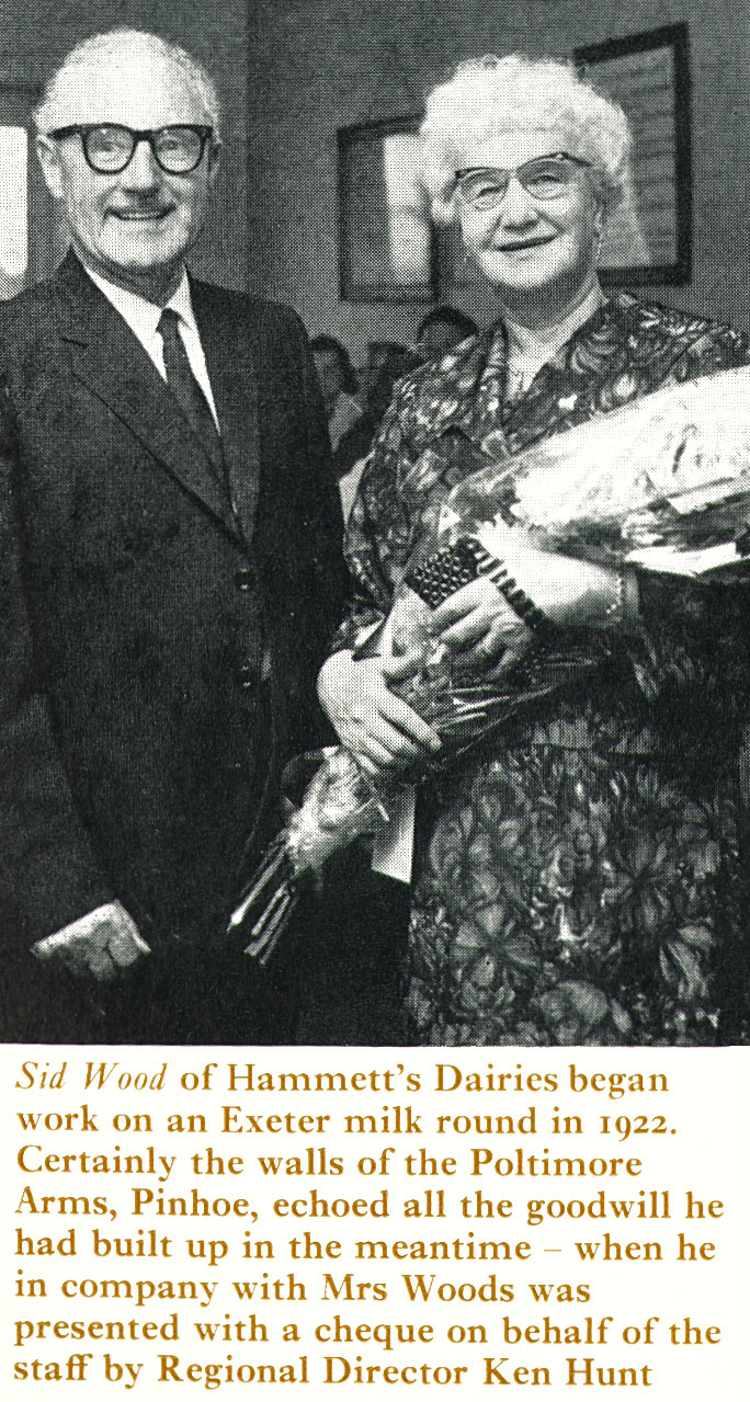 1973 Hammett's Dairies milkman Sid Wood and his wife receive an award after 50+ years. (Express News Autumn)