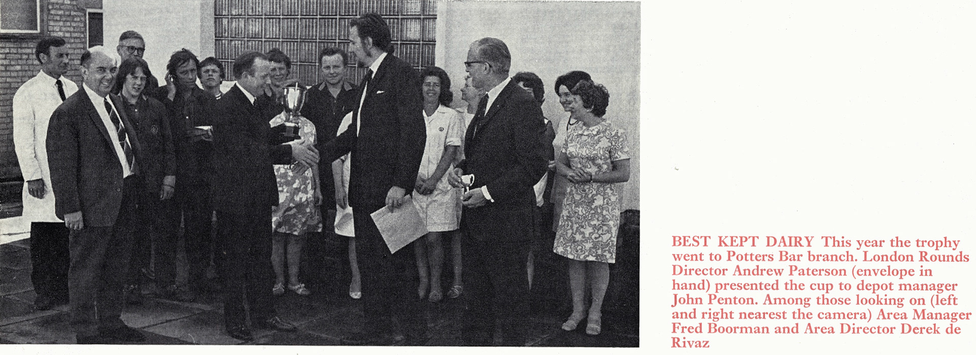 1971 Best Kept Dairy award went to Potters Bar (Courtesy Doreen Williams)