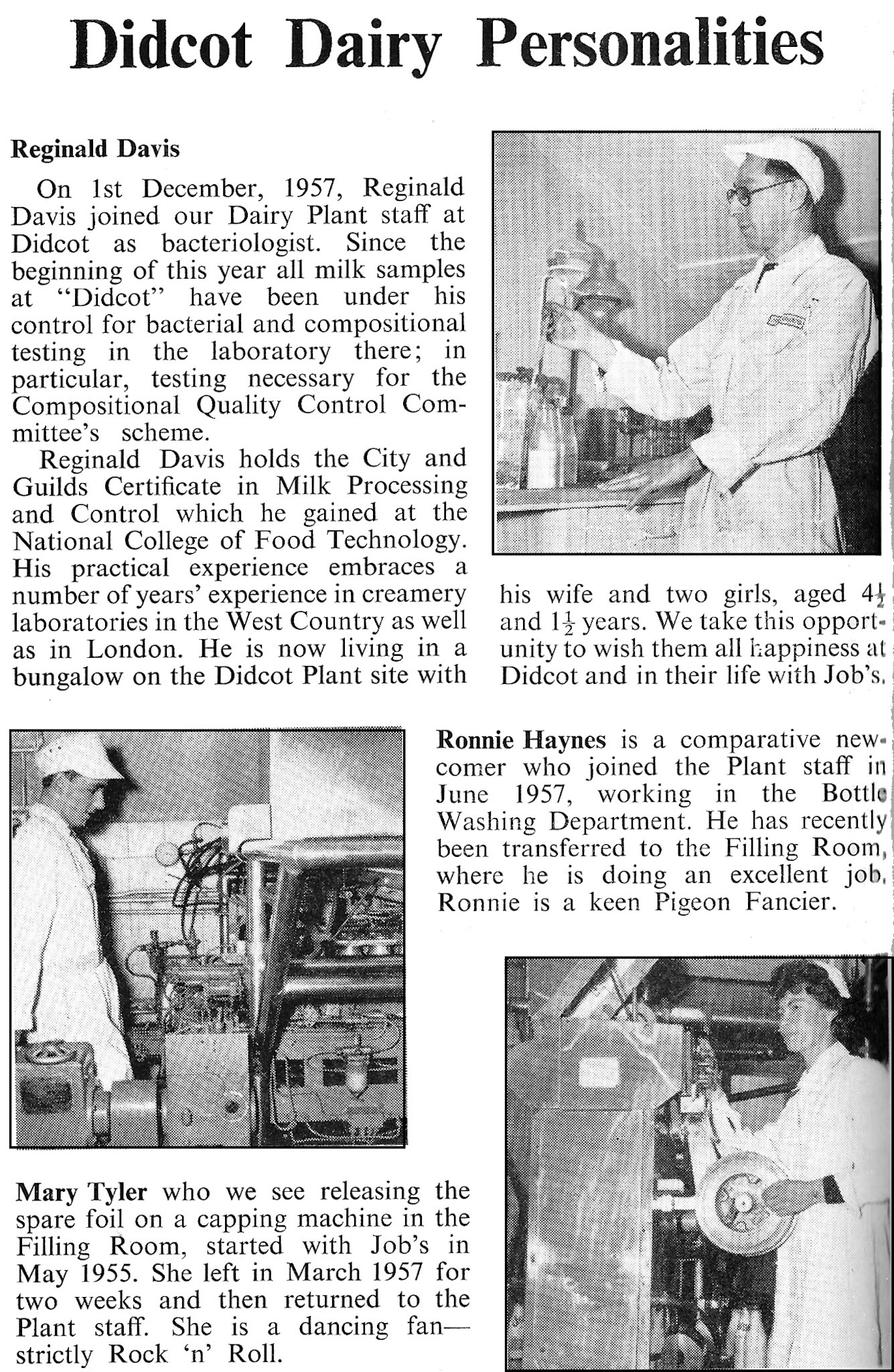 1958 June-'Didcot Dairy Personalities'-Reginald Davis, Ronnie Hayes and Mary Tyler. (Courtesy Book of Job, Roberts Foundation)
