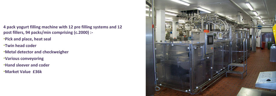 2012 Minsterley: Yogurt Processing &amp; Packing Equipment-Regal RP103 4 pack yogurt filler.  (Greencore Asset Sale on purchase by Muller, Courtesy Paul Bloor)