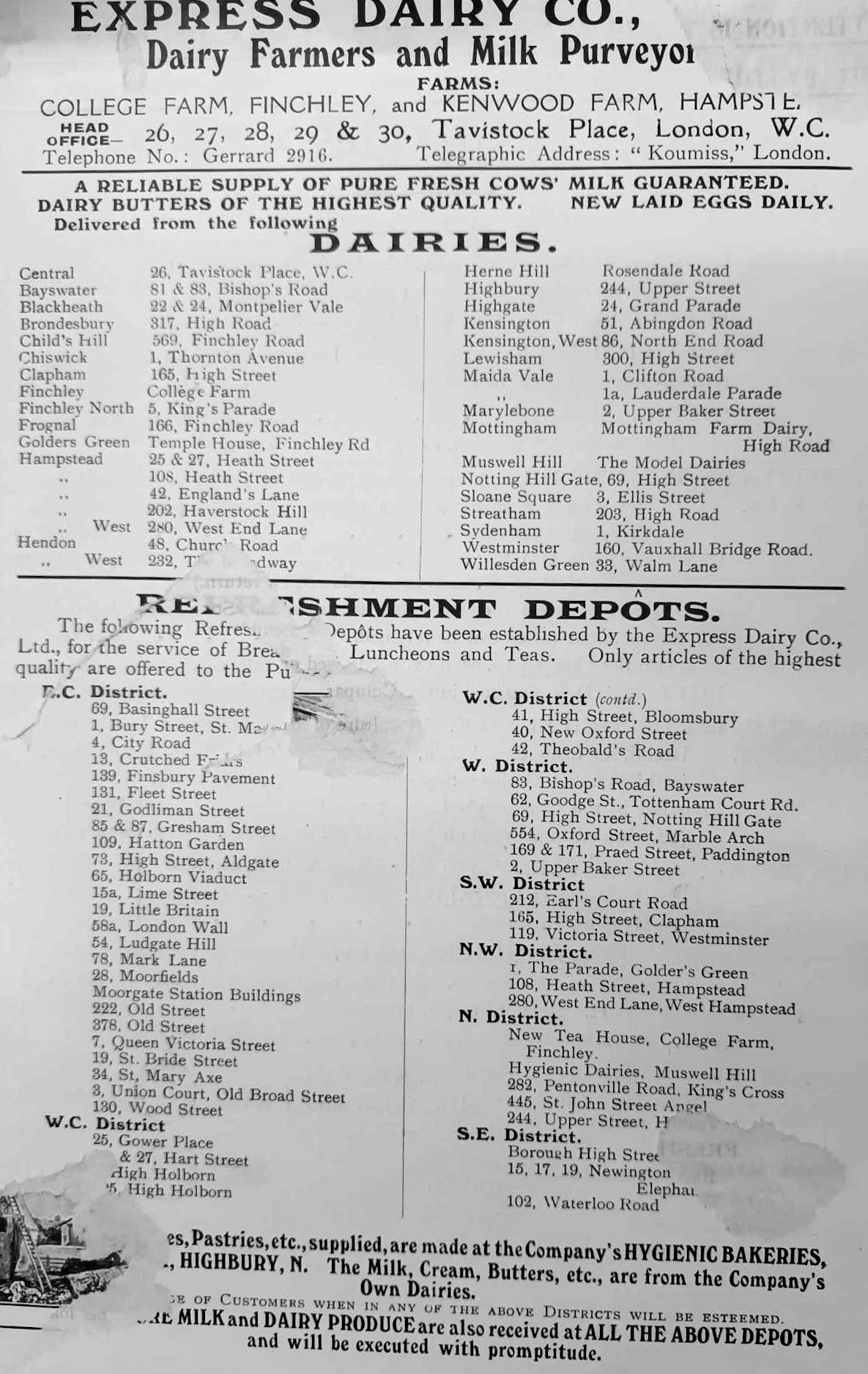 1920's?  Depot and Restaurant List (Courtesy Gerald Croxford)
