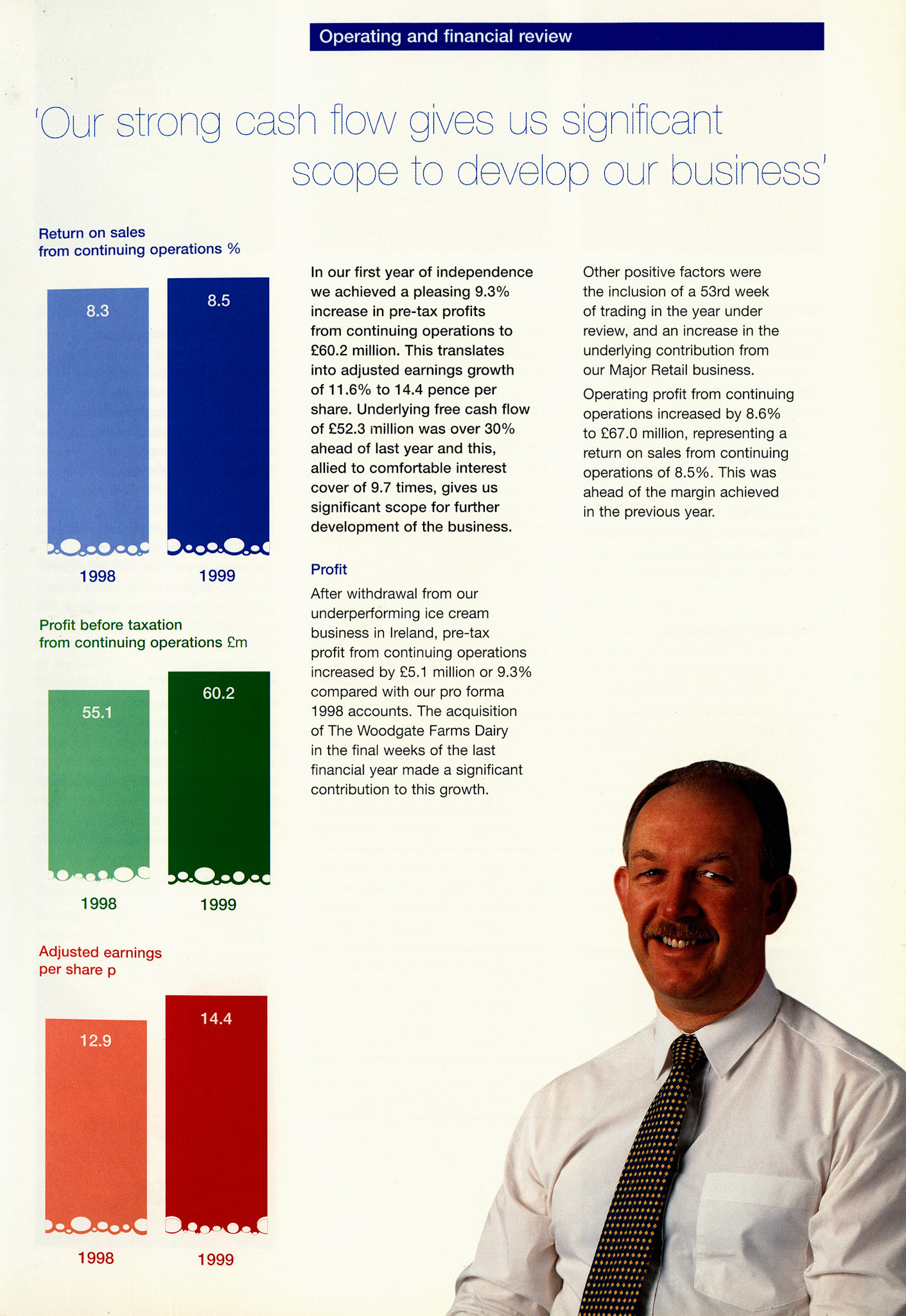 1999 Express Dairies plc Annual Report Page 9 (Courtesy Paul Smith)