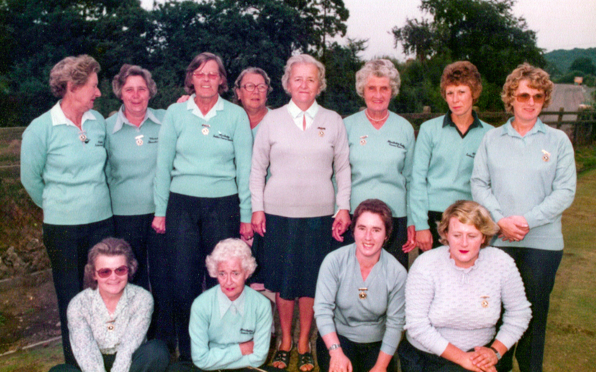 1980 Minsterley Sports Teams Sarah Smith says "Back row, second from right - my mum, Caroline Jones". Rebecca Elliott recognises, top row second from the left, "Mary Edward-my Nan". Malcolm Williams identifies Jean Wall, back left." Lisa Ravenscroft recognises Marion Davies [Back row, 1st on right]. Lorraine Fletcher remembers "Gerda Lyons in front of Mary Roberts, third from the left, back row. Lovely lady." (Courtesy Joe Lyons)