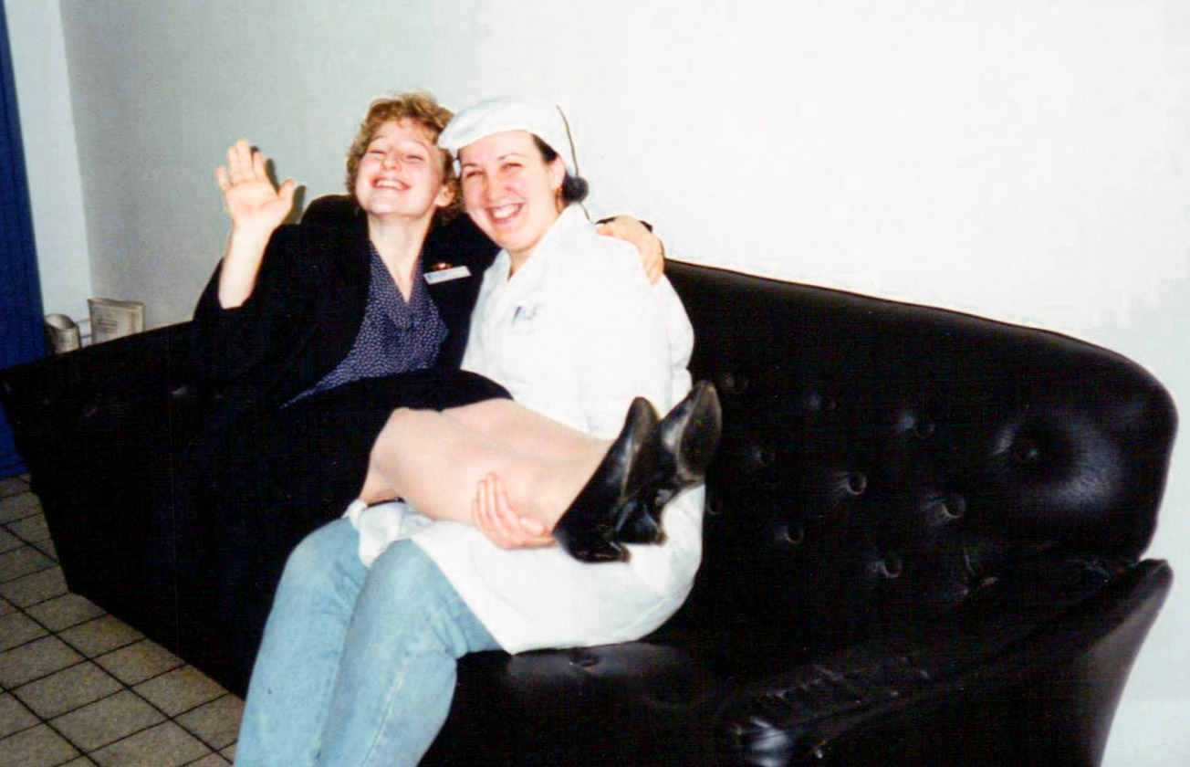 1991 Honiton prior to closure, Karen Hayes and Sheila Webber (Courtesy Wendy Hawker)