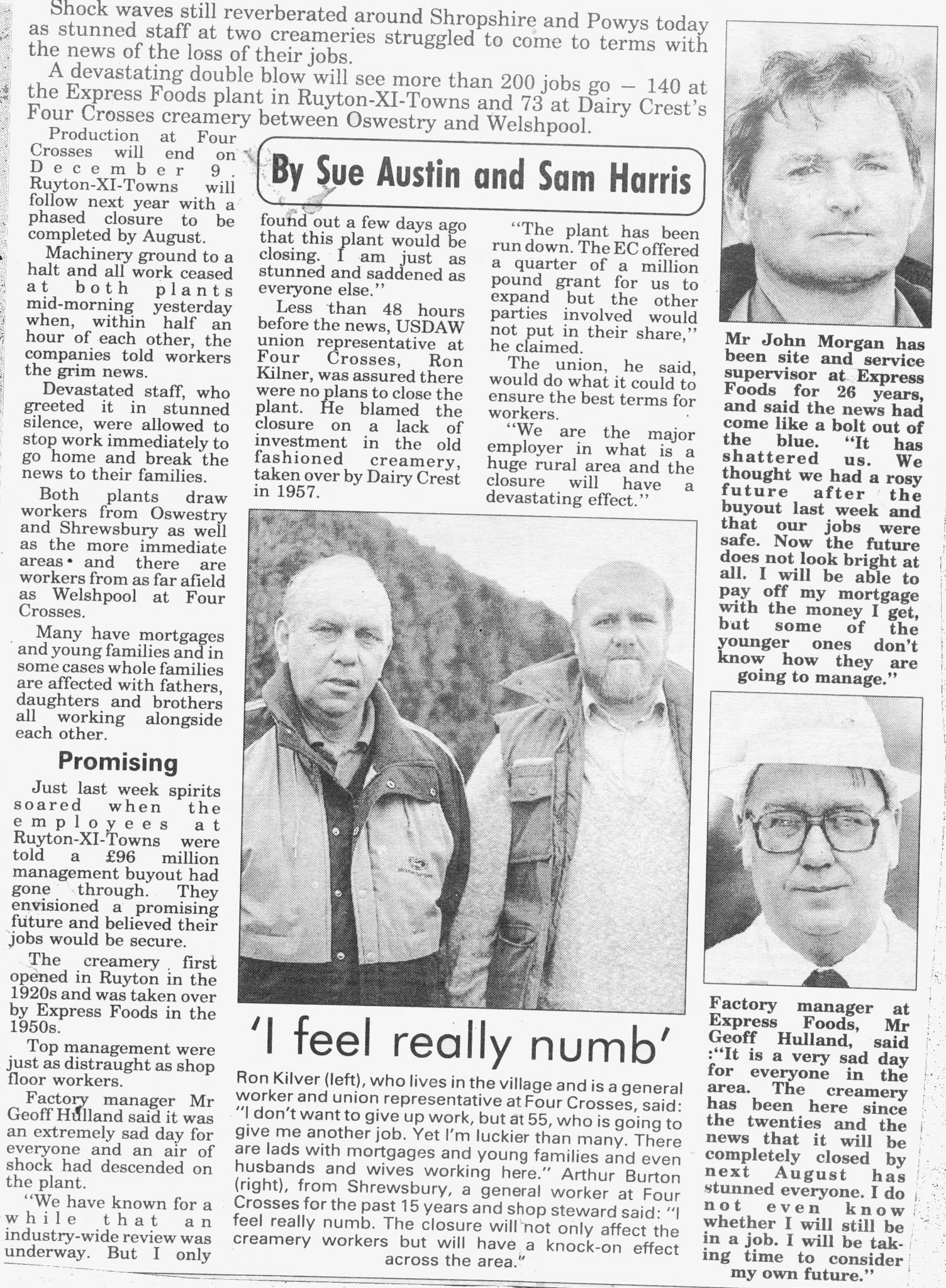 1993 Ruyton Creamery closure announcement. (Courtesy Yoland Brown, Yoland@eleventowns.co.uk, www.eleventowns.uk/history.html)
