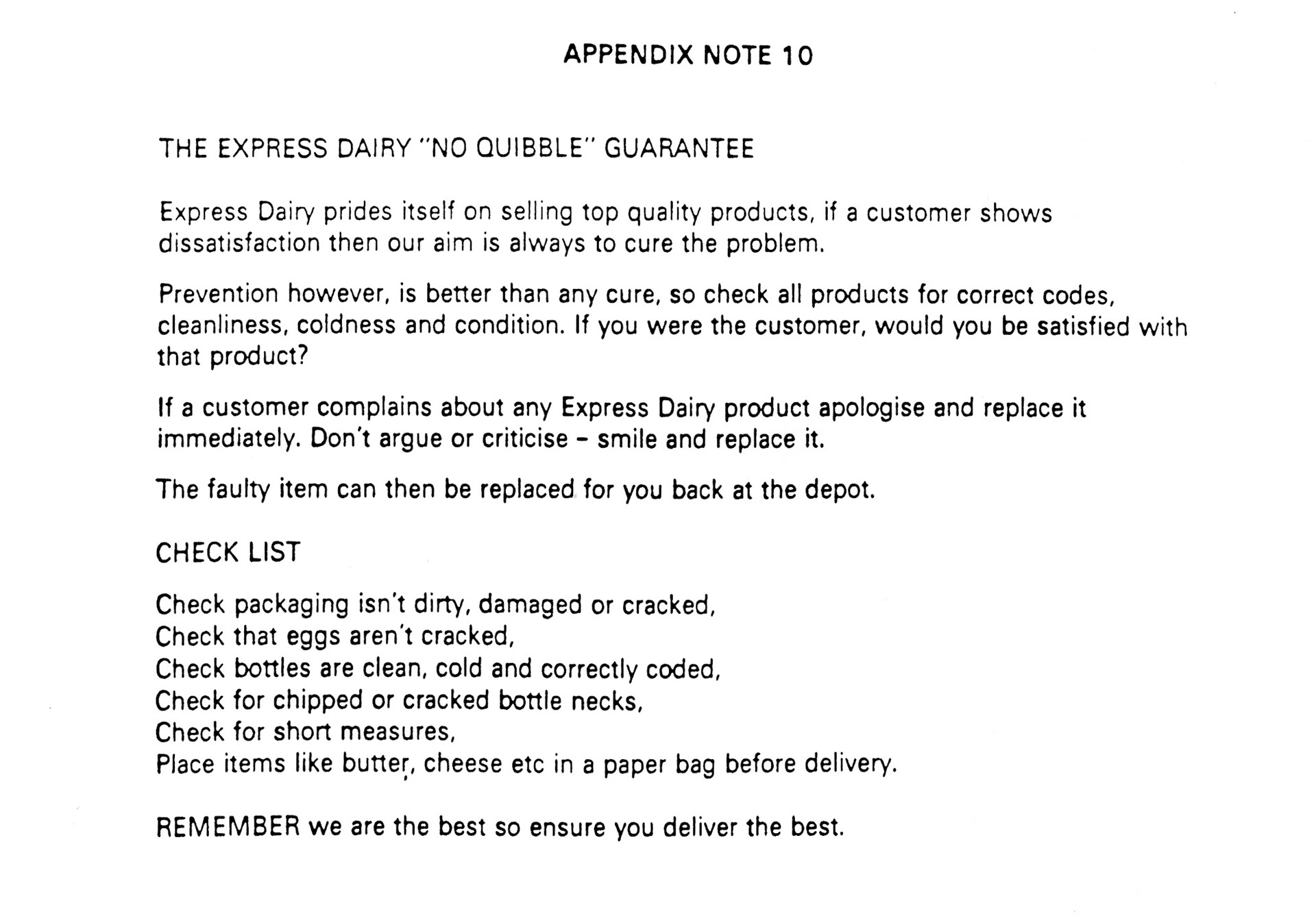 1990's Express/ Dale Farm Rounds Training Manual (Express Dairy Tales)