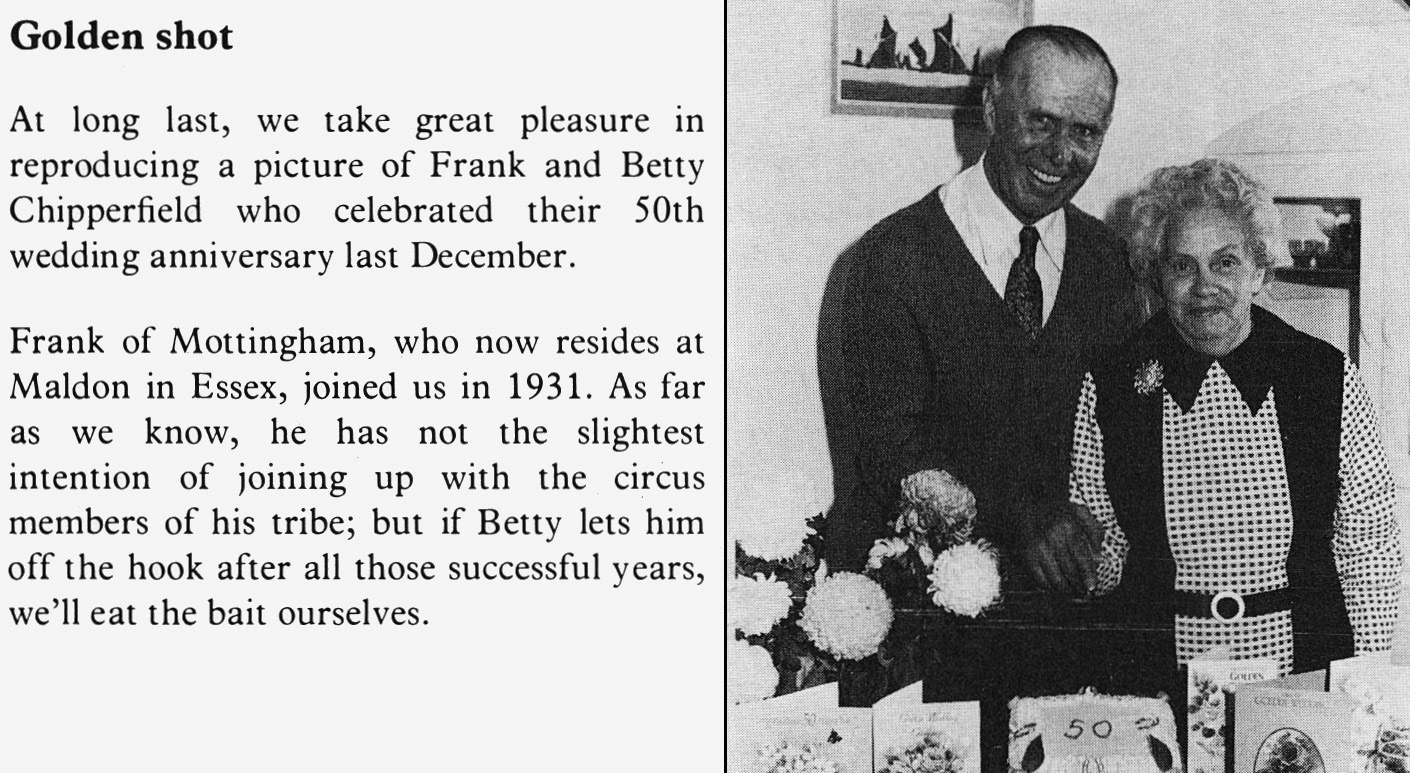 1978 Mottingham milkman and his wife Frank and Betty Chipperfield celebrate their golden wedding. (Express News Summer)