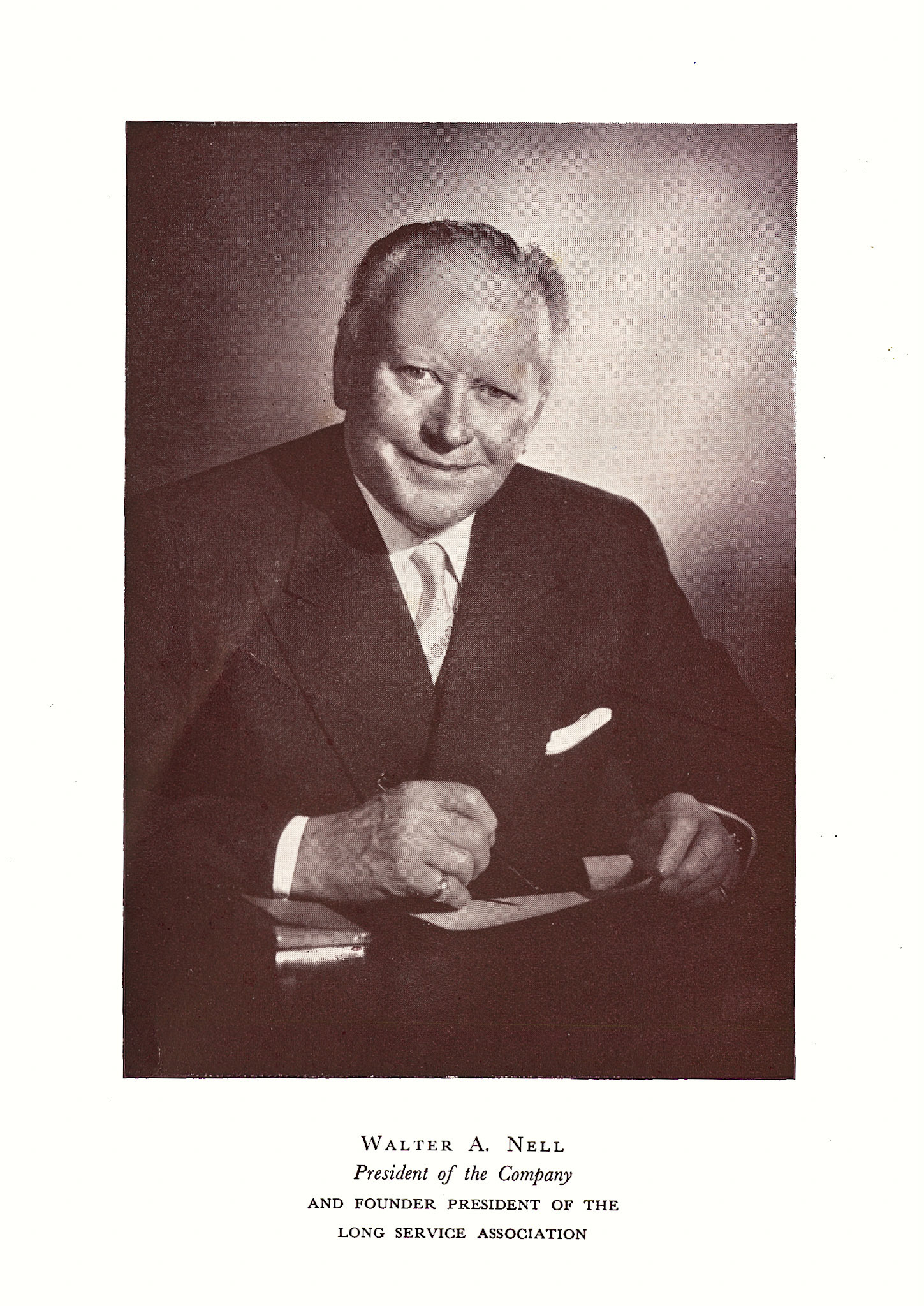 1965 Long Service Awards Programme-Portrait of Walter Nell, President of the LSA. (Courtesy Kevin Yates)