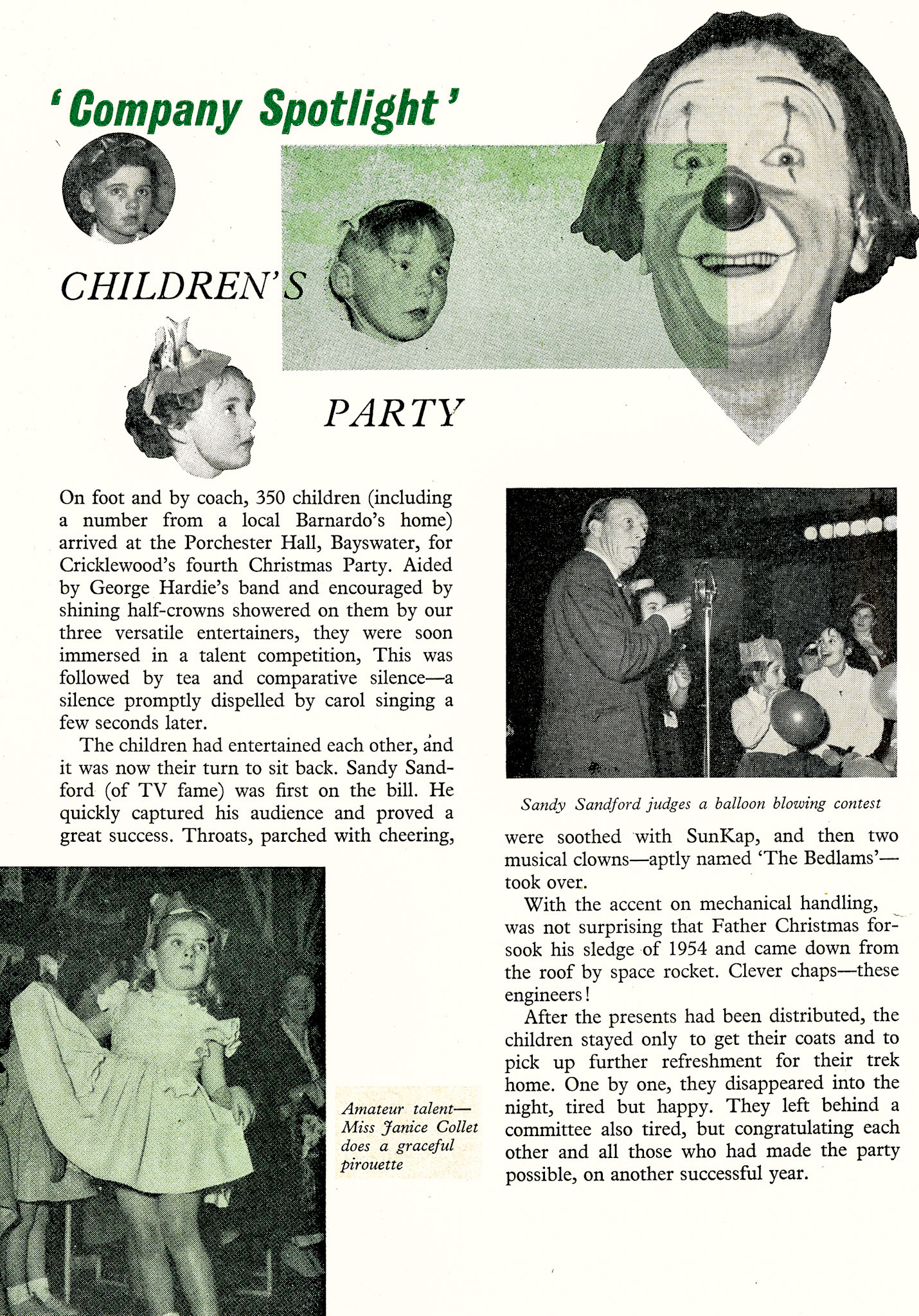 1956 Cricklewood Childrens Party at the Porchester Hall, Bayswater included children from a Barnodo's Home. (Express News April)