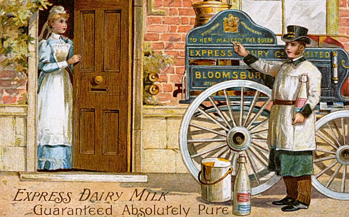 1890's Bloomsbury Hand Cart Delivery (Steve Wheeler Milk Bottle Museum BBC)