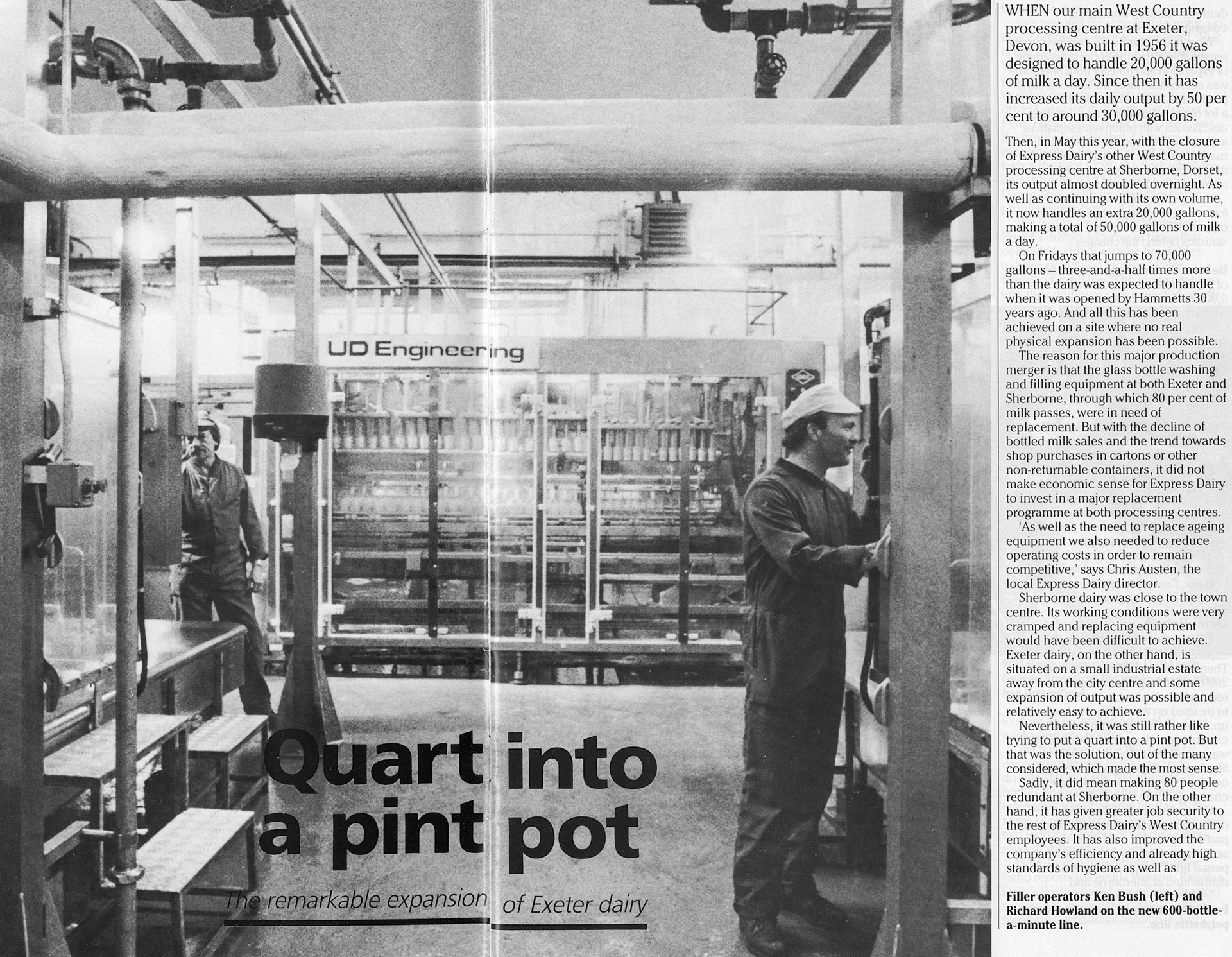 1986 Exeter Processing output almost doubles following expansion after the closure of Sherborne