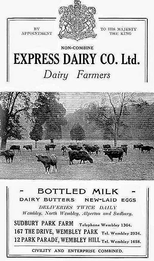 Express Dairy advert, from around 1930. [Source: Wembley History Society Collection] (Courtesy Philip Grant, Wembley History Society)