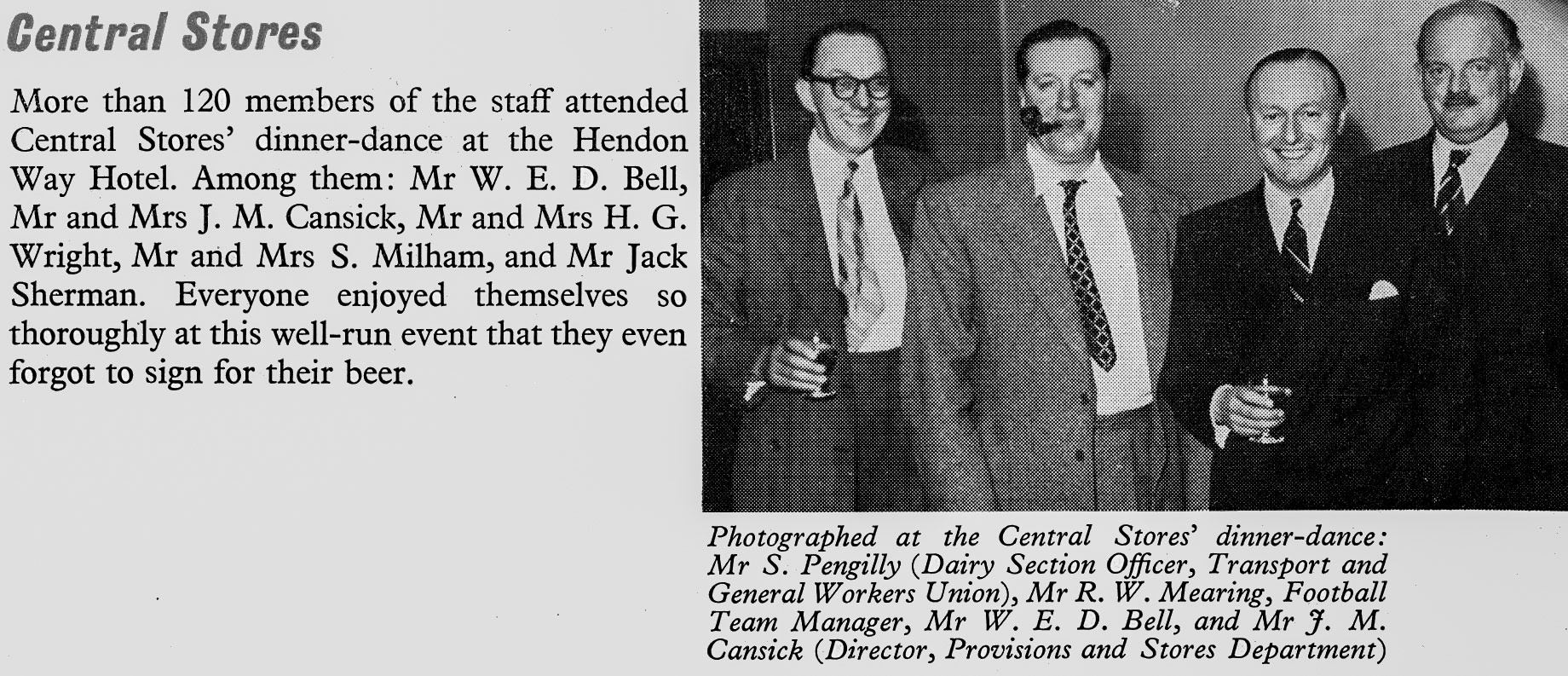 1956 General Stores staff dinner-dance at the Hendon Way Hotel.  (Express News July)