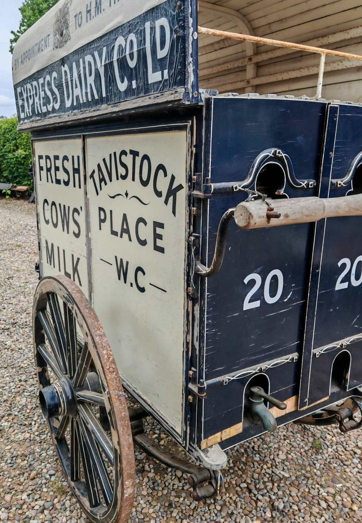 1920s Milk Cart manufactured by T.H. Lewis for a cost of £30, from Pond Cottage Antiques who have this on display at Stillington Vintage Emporium, available to view Tuesday to Saturdays 9-4 at Pond Cottage, Brandsby Road, Stillington, York YO61 1NY.