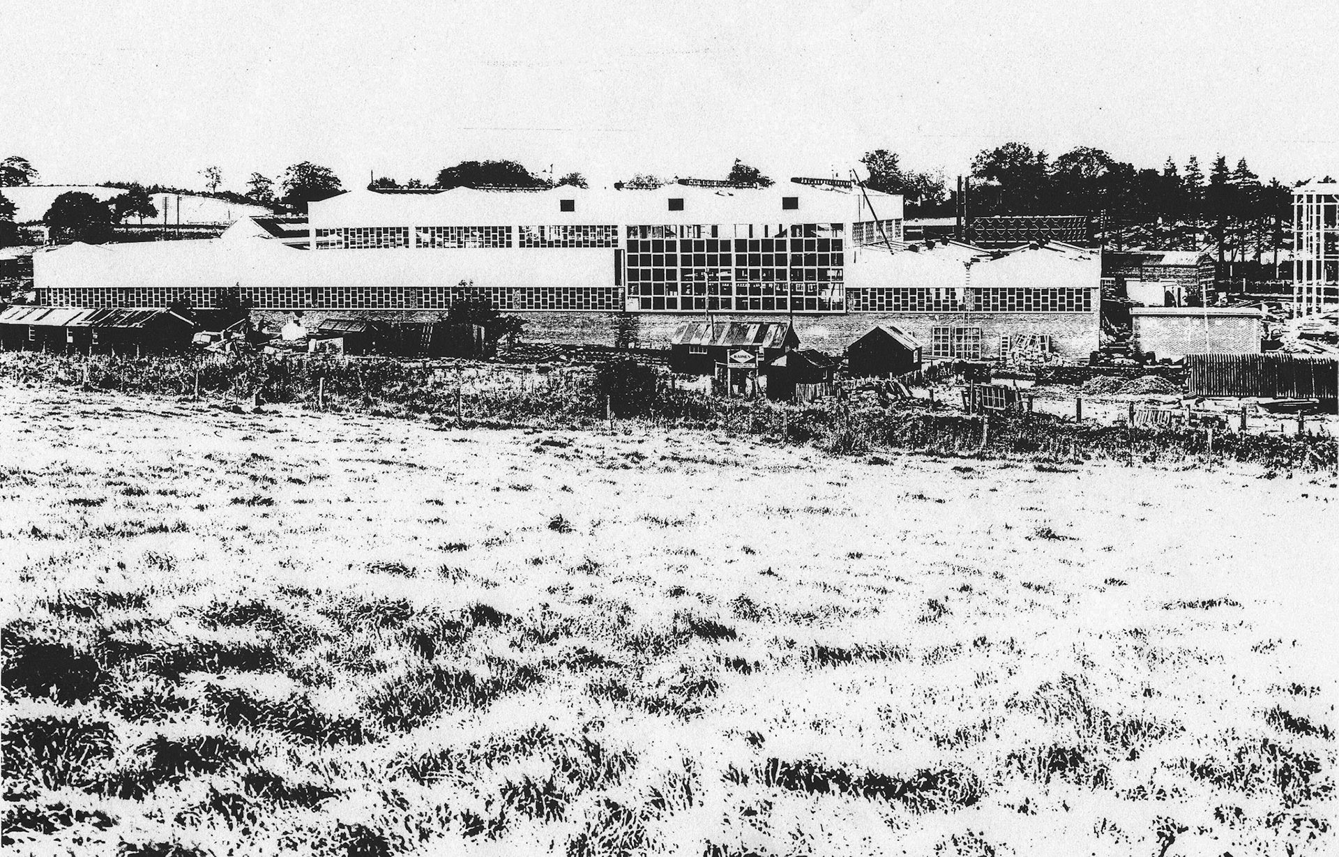 1950's Appleby finished factory. Alan Mandle comments 'The cheese factory was actually built on railway land as a cutting was excavated to join the Settle-Carlisle line with the now obsolete Eden Valley line. However, the two railway companies fell out and the line was never completed. The land was eventually purchased from British Rail sometime in the 80's.'Maureen Ingham comments "My husband Colin Ingham worked in the whey plant"