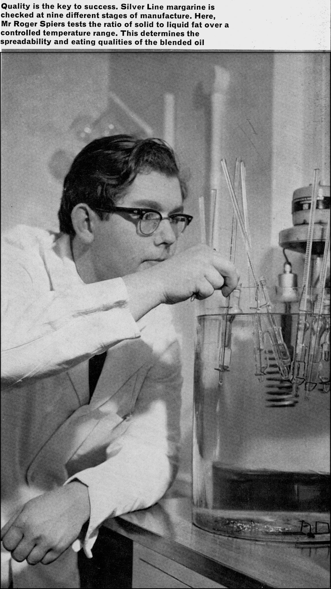 1965 Mitcham Foods, testing of Silver Line margarine.  (April Express News)