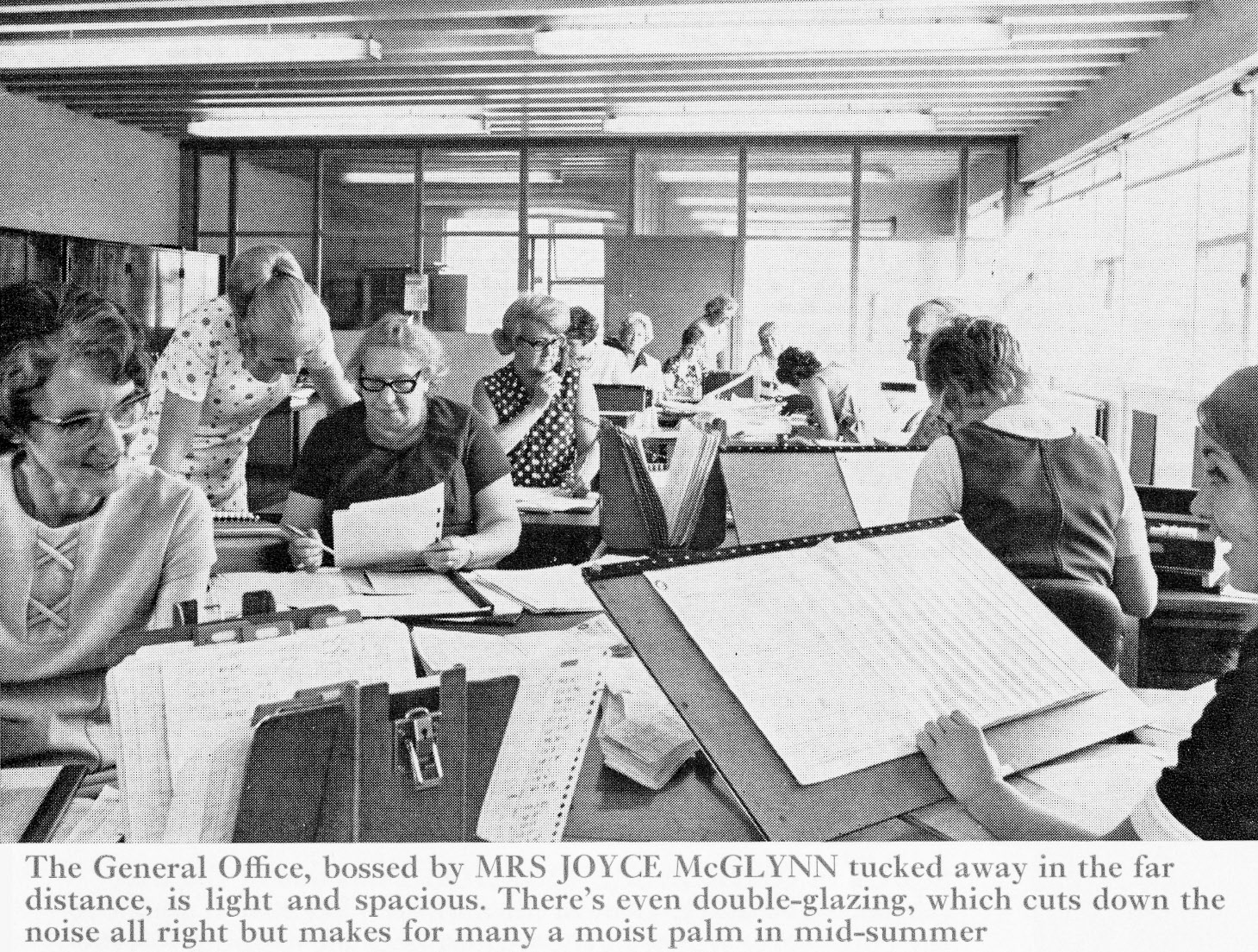 1971 Wythenshawe-Mrs Joyce McGlynn and the General Office staff.  (Express News Xmas)