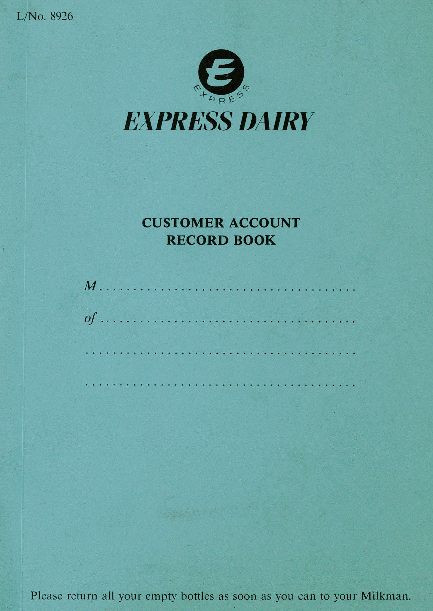 1990's Customer Account Book. Designed to be issued and used by customers for them to check and confirm their deliveries. Robin Fraser Bell comments "We used call them Doorstep books." (Courtesy Michael Aldread)
