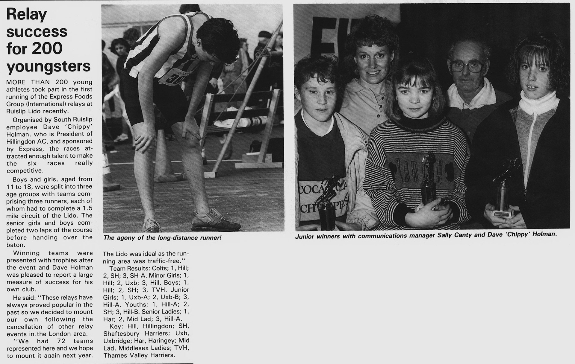 1989 Ruislip Lido relay races for local schools - Express Foods News (Courtesy Beryl Purslove)