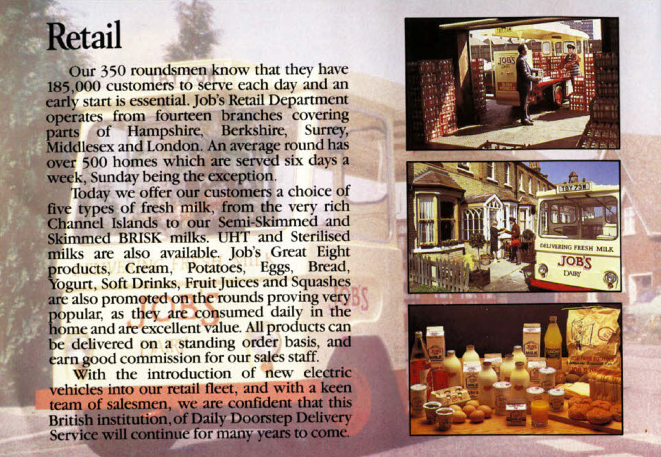 1980's Job's Dairy: Promotional document for Job's Dairy, giving a brief history of the firm. (Courtesy milkfloats.org.uk)