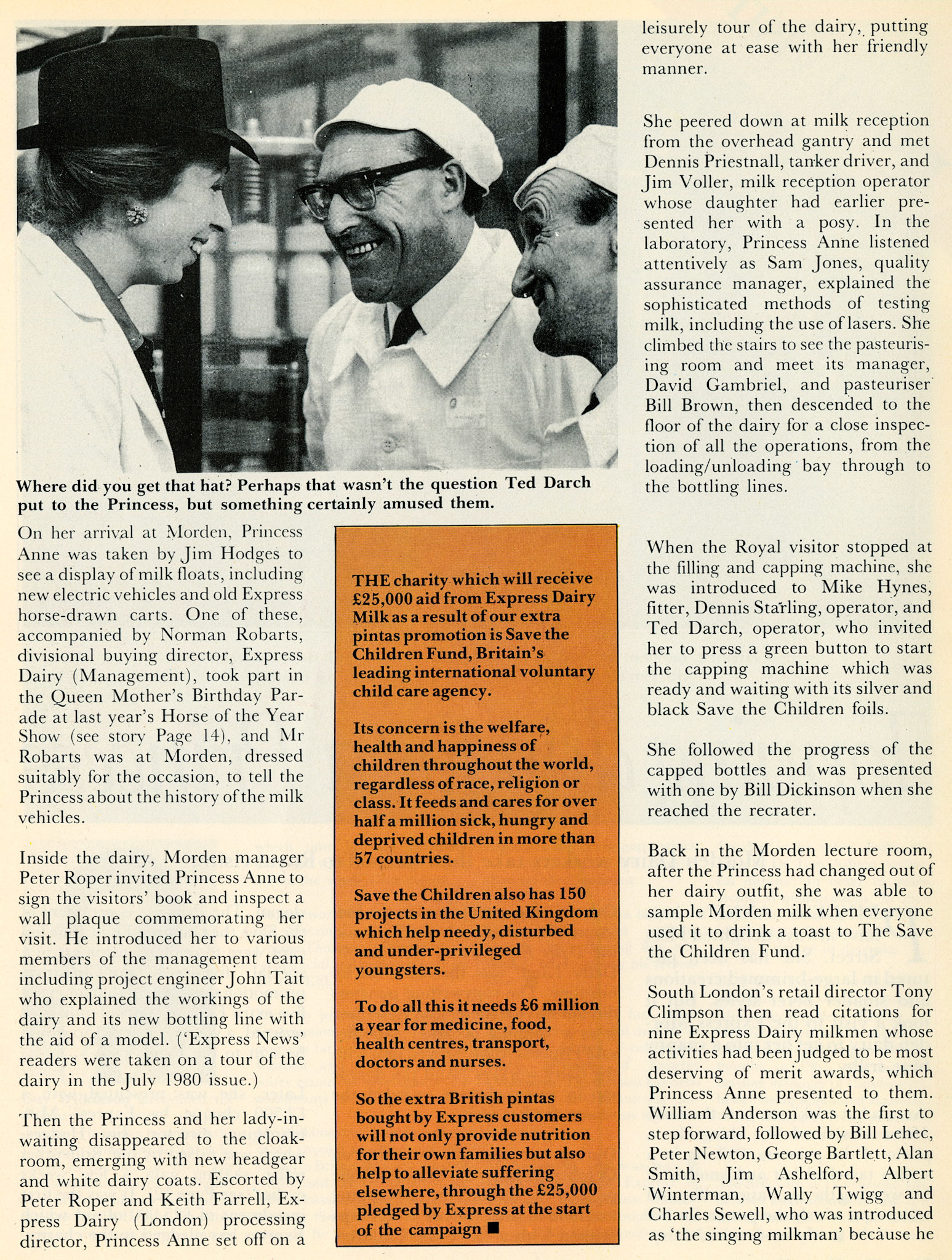 1980 Princess Anne visit to South Morden as reported in Express News in January 1981