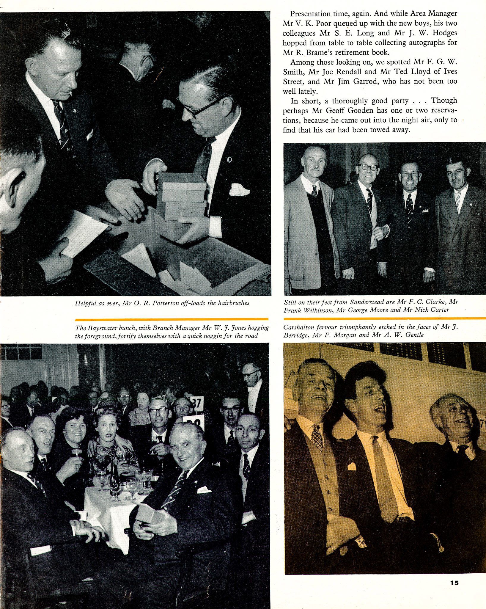 1961 London's 20-year long service awards at the Connaught Rooms. (LSA Annual Review)