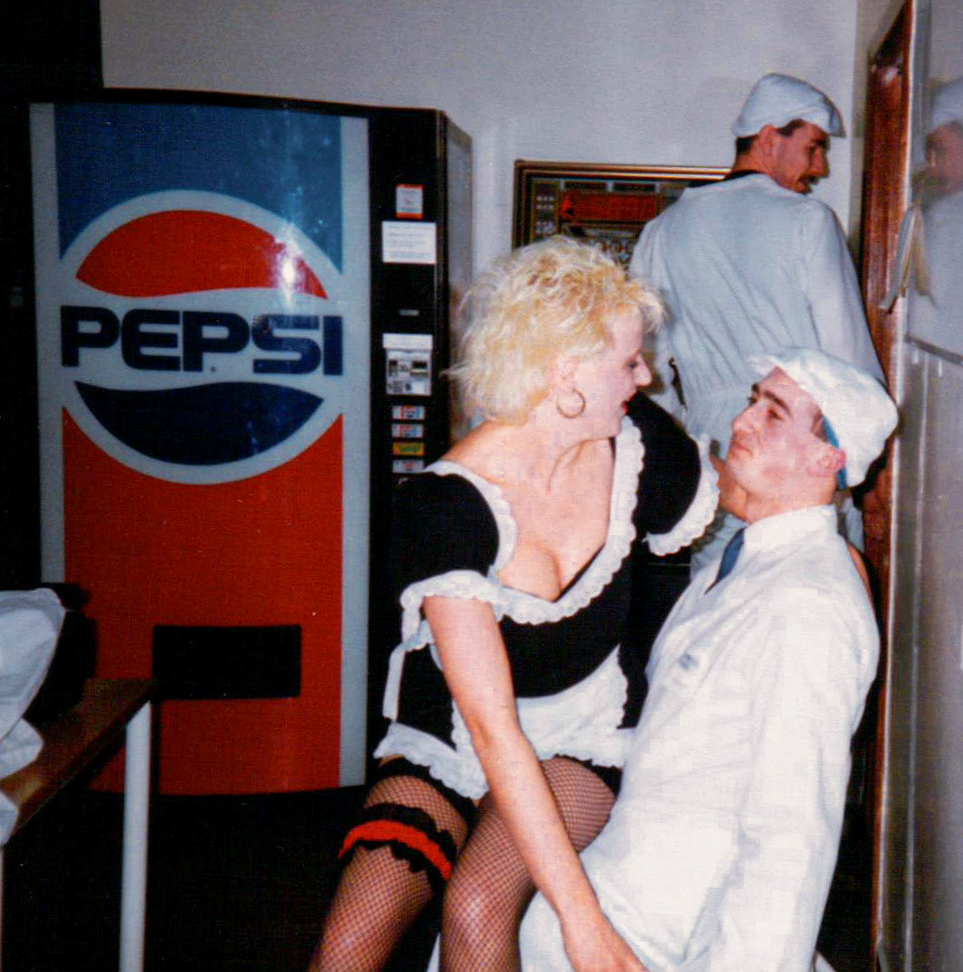 1991 Kissagram and Donal Cronin, and Andy Rose in January, at Exeter (Courtesy Wendy Hawker)