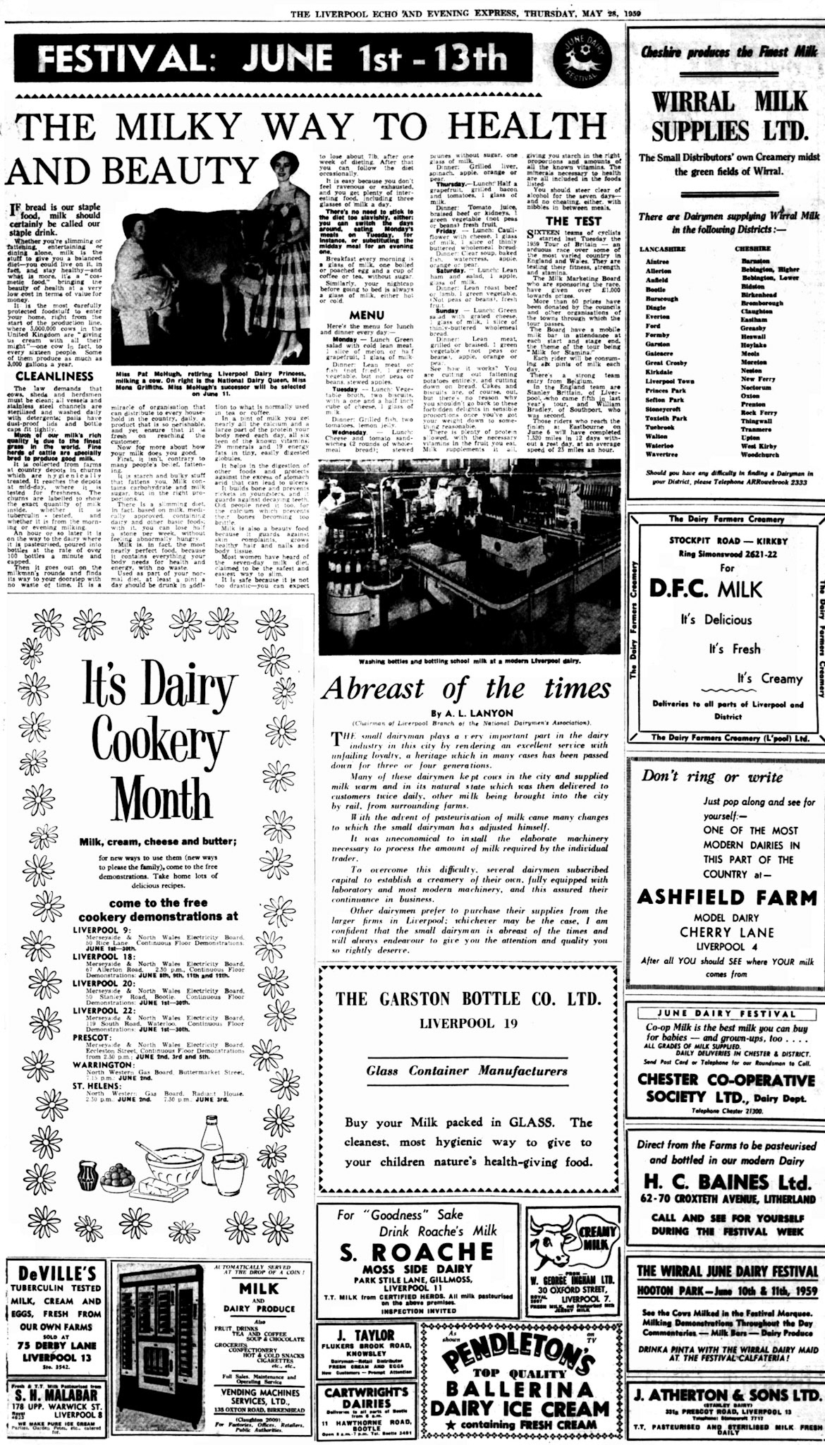 1959 Dairy Festival-Liverpool feature (Courtesy Liverpool Echo and Evening News, May)