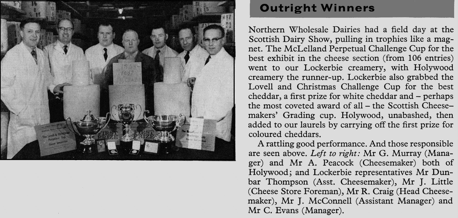 1960 Lockerbie and Holywood win at the Scottish Dairy Show. (Express News Summer)