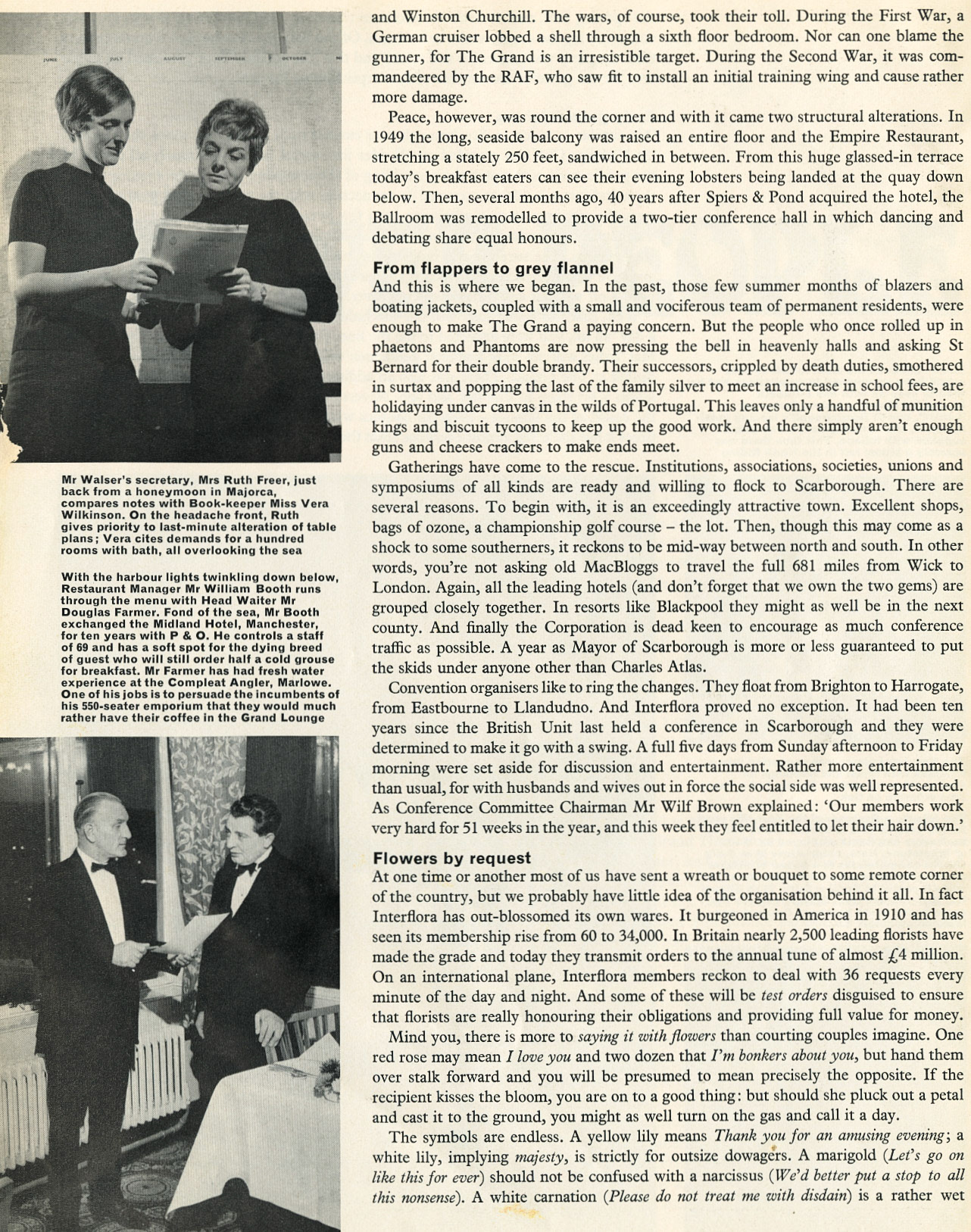 1967 The Grand Hotel, Scarborough hosts Interflora