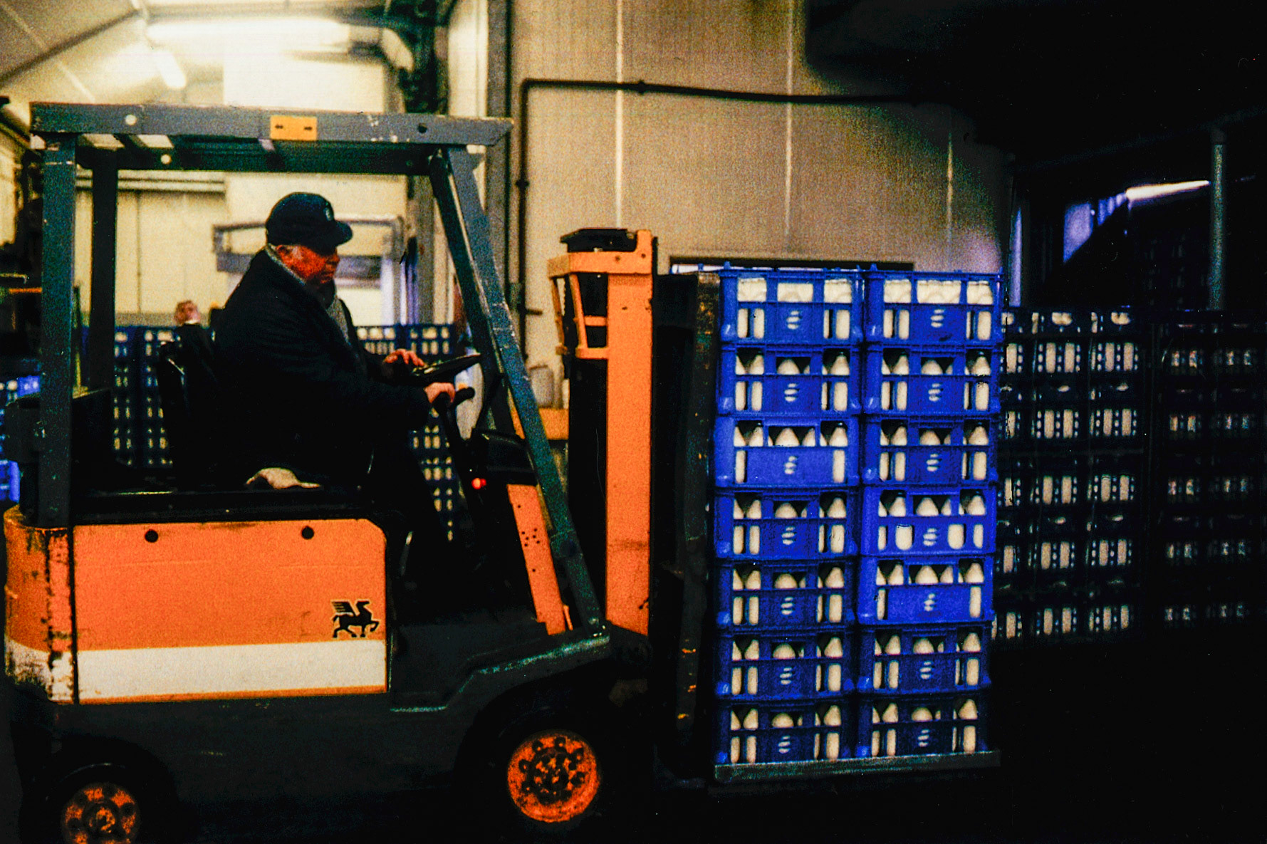 1980's? South Morden, John 'Nobby' Dudley in the cold store. (Courtesy Dave Fane)