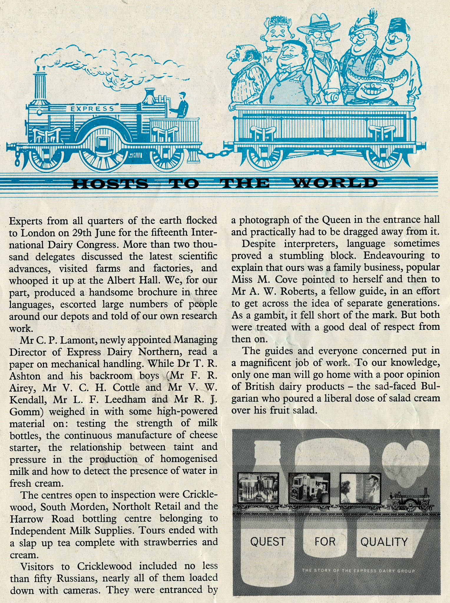 1959 International Visitors to Express sites at Cricklewood, South Morden, Northolt and Harrow Road (IMS)