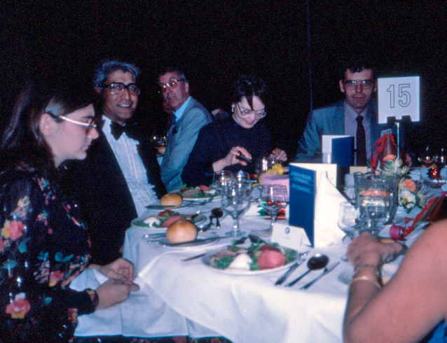 1980's ? Long service dinner, Sandra Roper, Ralph Emerson, Helen Emerson, Dennis Watson